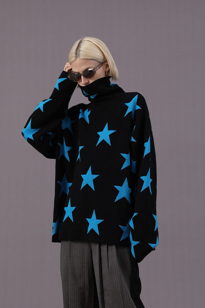MIICHOUS Full Printed Stars Turtleneck Sweater, premium urban and streetwear designers apparel on PROJECTISR.com, Miichous