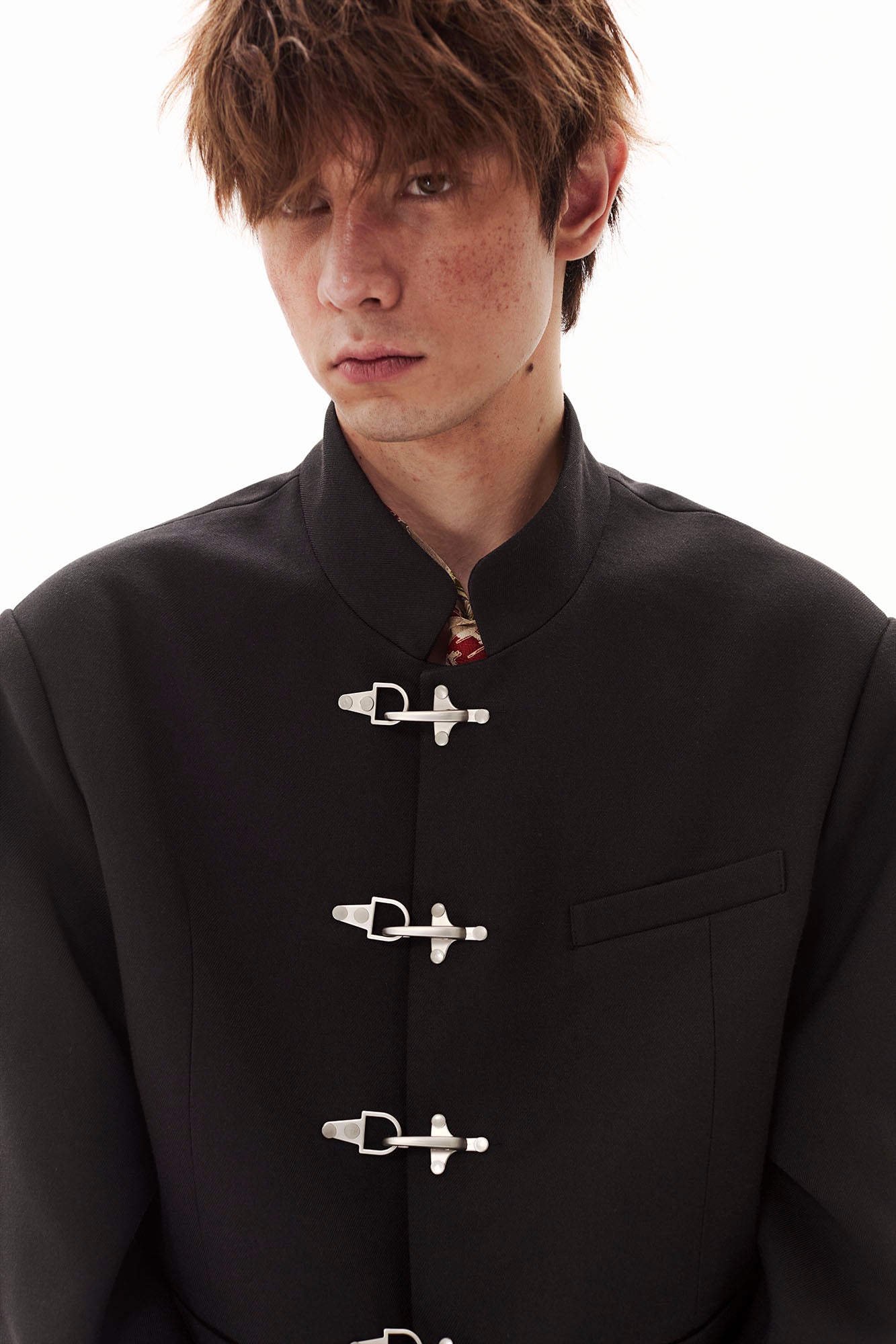PASET Frog Buckle Stand Collar Jacket