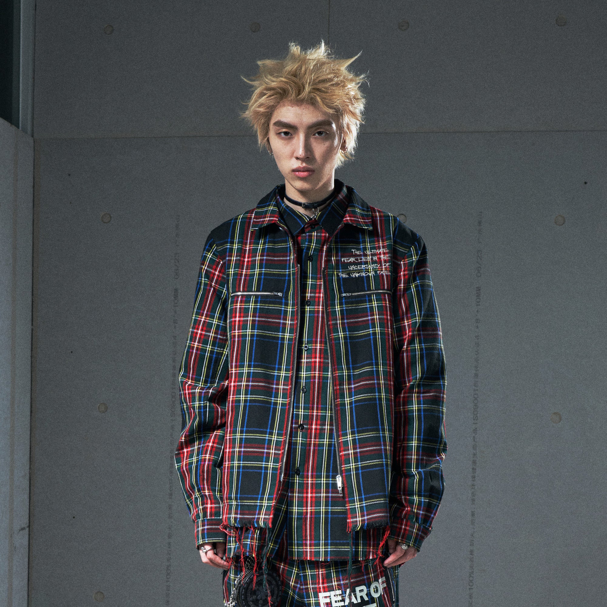 VENTUREK Punk Frayed Plaid Embroidered Jacket, premium urban and streetwear designers apparel on PROJECTISR.com, VENTUREK