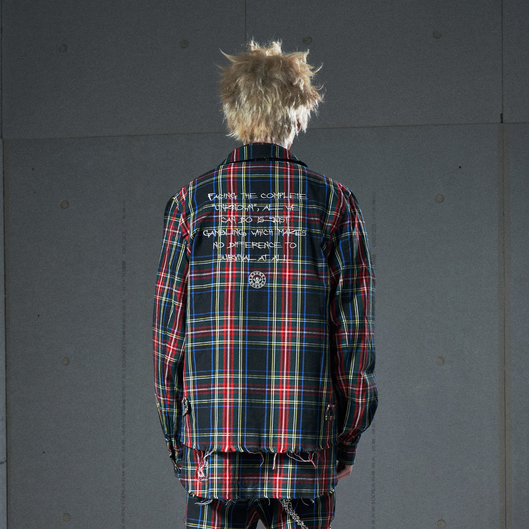 VENTUREK Punk Frayed Plaid Embroidered Jacket, premium urban and streetwear designers apparel on PROJECTISR.com, VENTUREK