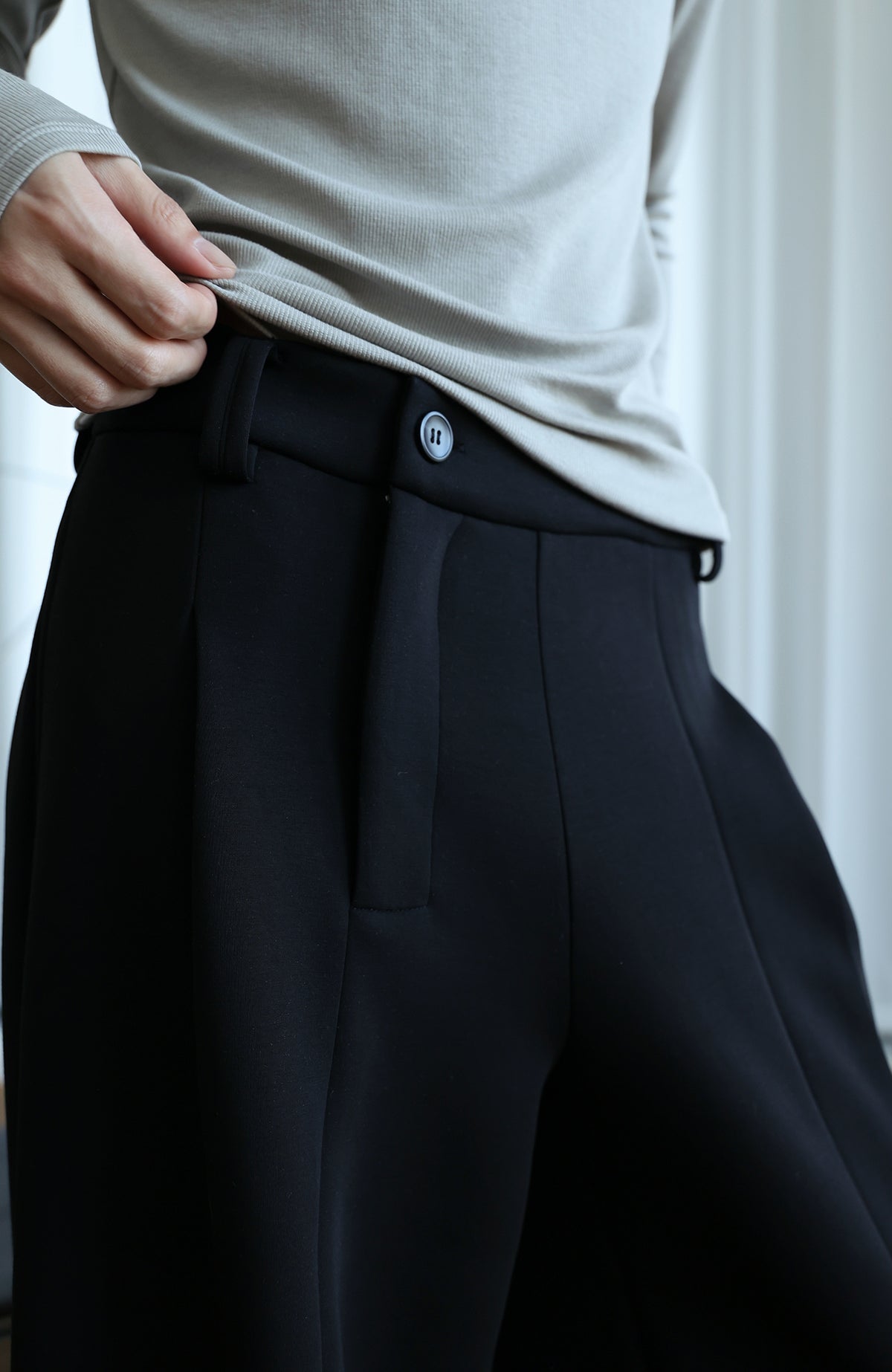 OKAYTHXBYE Pleated A-Line Wide-Leg Sweatpants