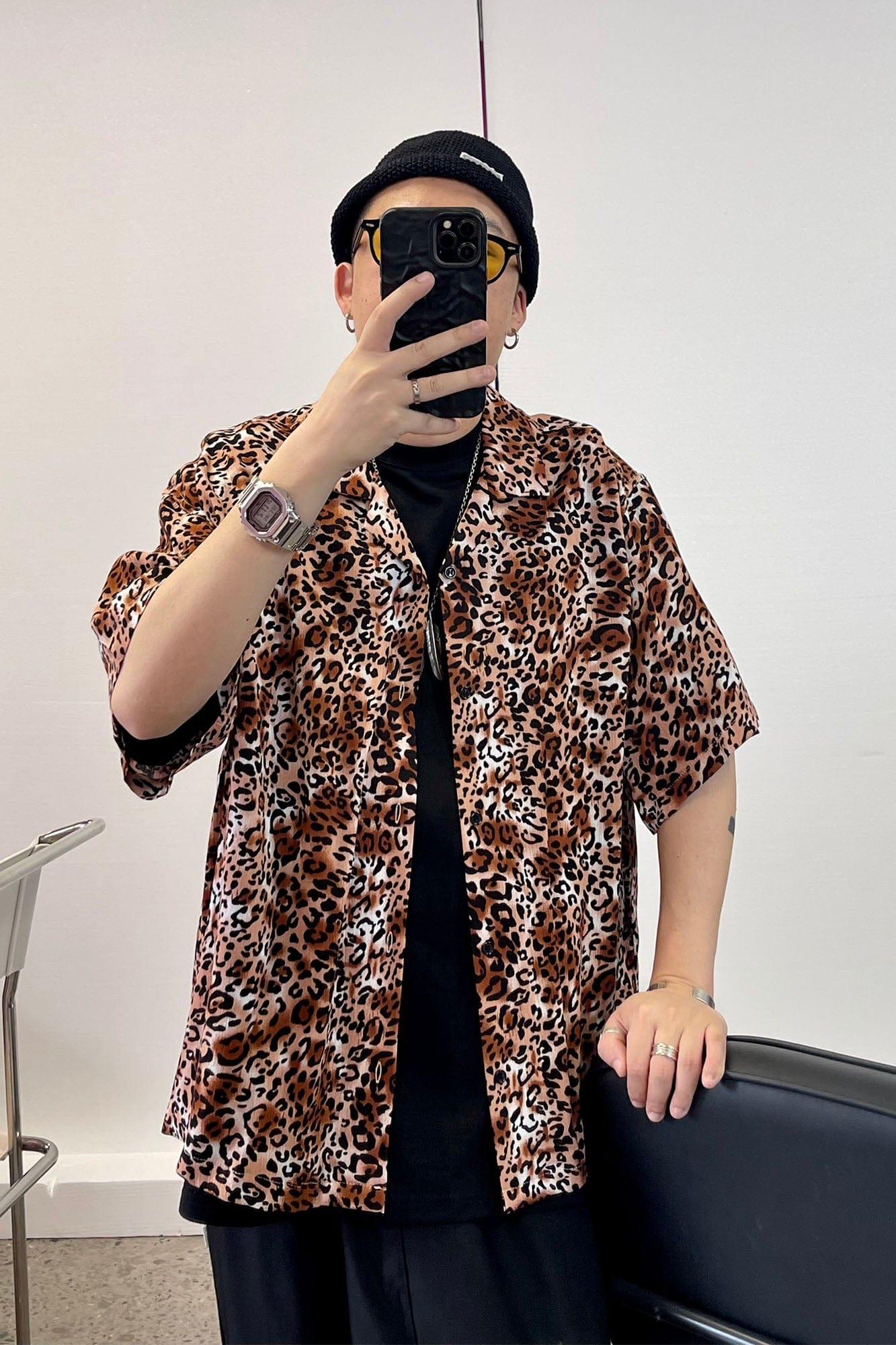 ME DA IGUAL Classic Leopard Full-Print Half Shirt, premium urban and streetwear designers apparel on PROJECTISR.com, ME DA IGUAL