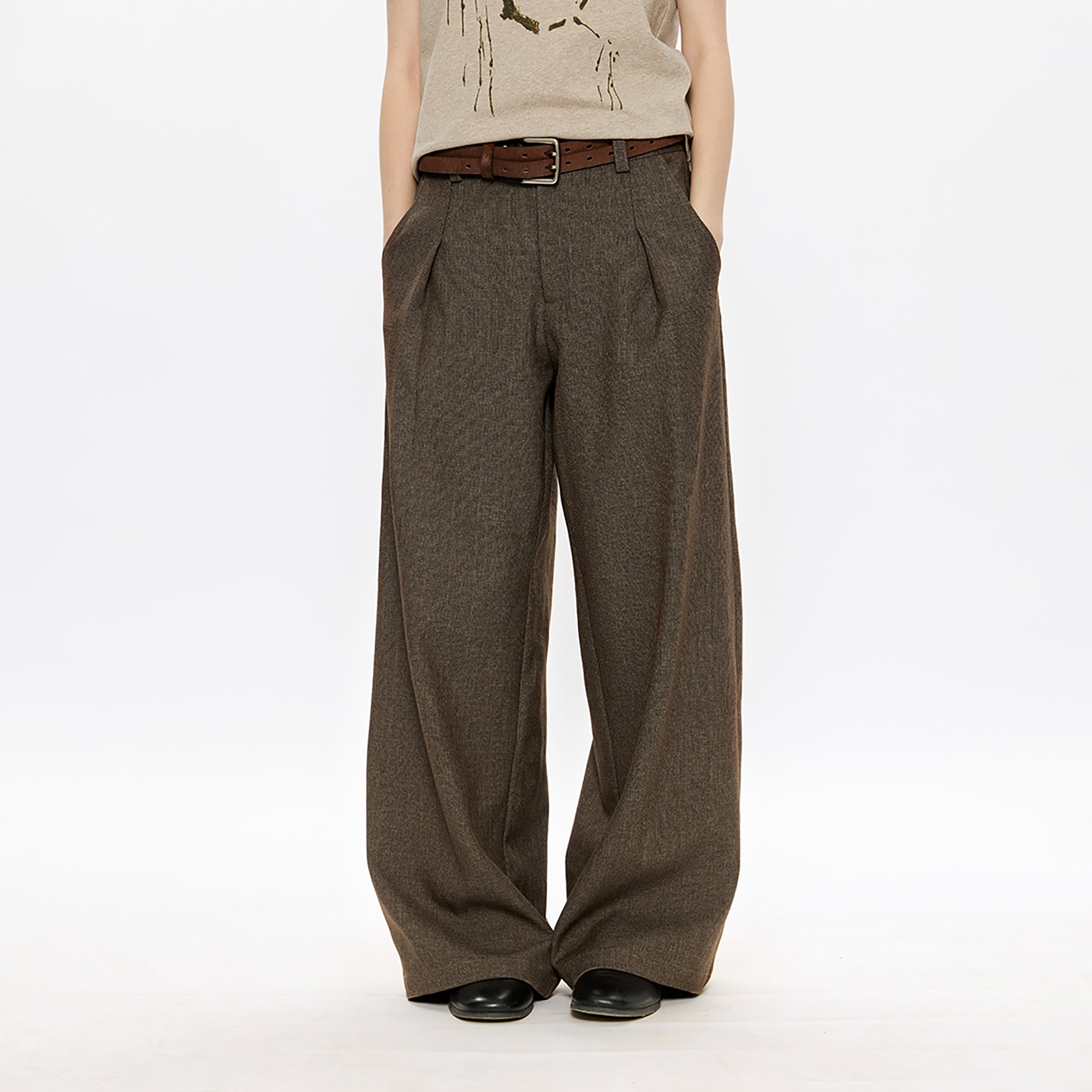 KREATE Classic Shadow Check Pleated Wide Trousers, premium urban and streetwear designers apparel on PROJECTISR.com, KREATE