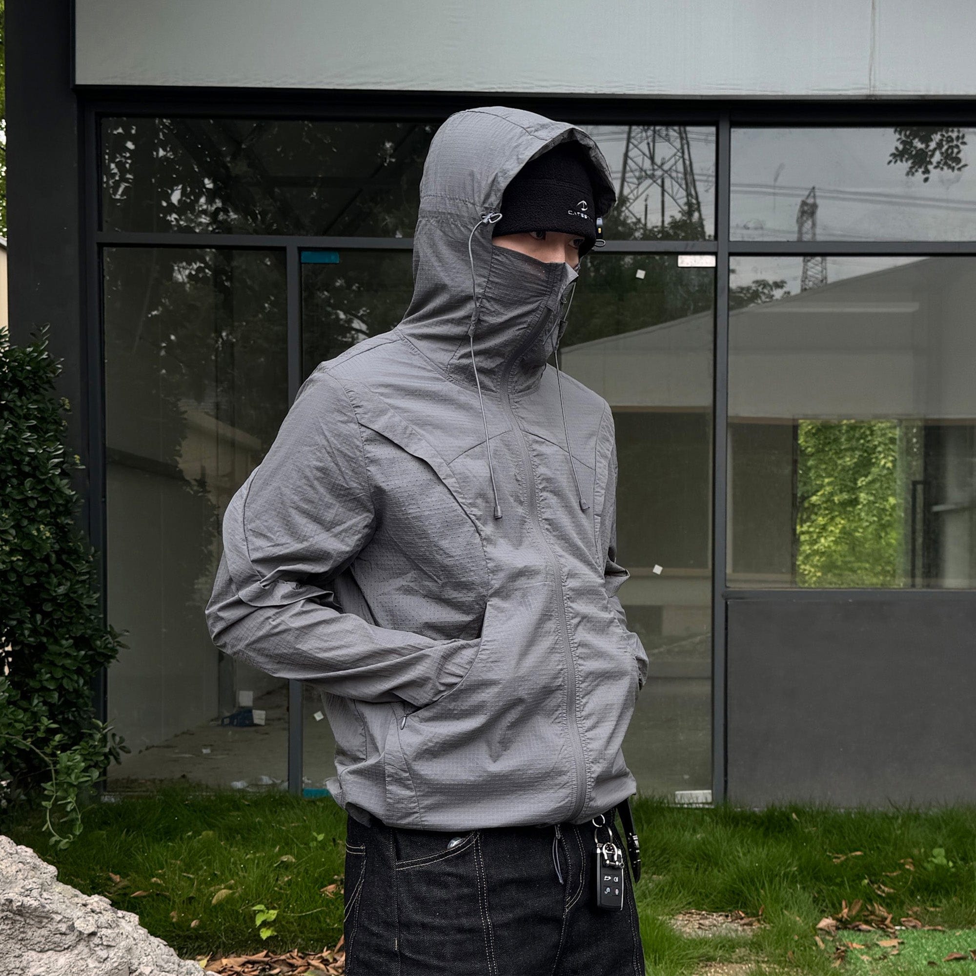 CATSSTAC Arc Panel Dual-Zip UV Protect Hooded Jacket, premium urban and streetwear designers apparel on PROJECTISR.com, CATSSTAC