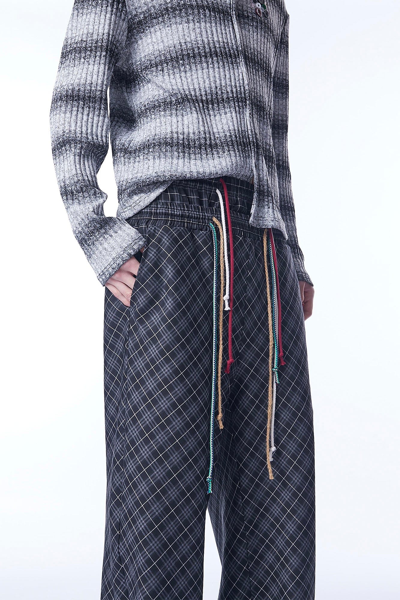 ASSEEN Plaid Double-Waist Drawstring Wide-Leg Pants, premium urban and streetwear designers apparel on PROJECTISR.com, ASSEEN