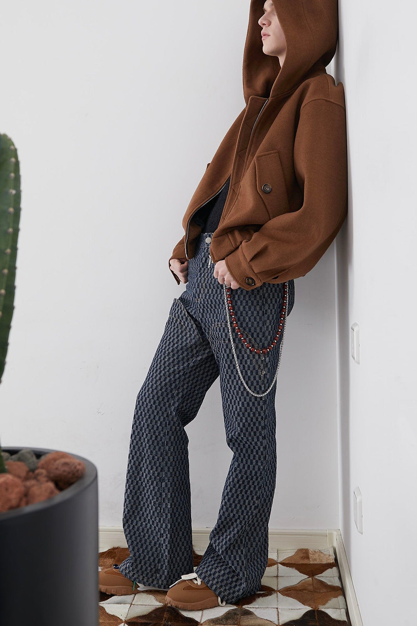 ASSEEN Checkerboard Knee Paneled Flared Jeans, premium urban and streetwear designers apparel on PROJECTISR.com, ASSEEN