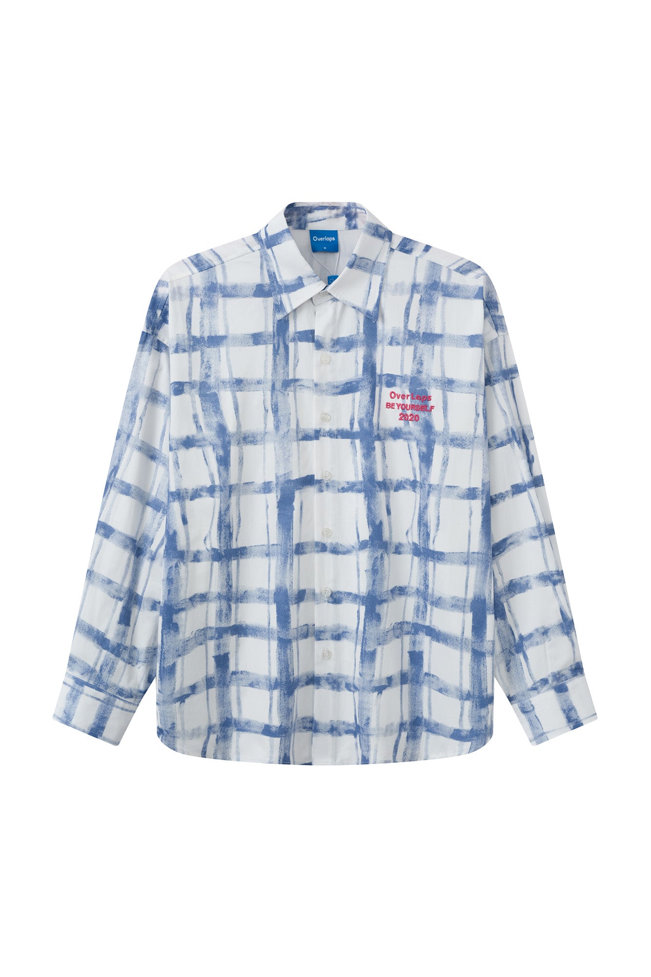 OVERLAPS Brush-Paint Grid Oversized Shirt, premium urban and streetwear designers apparel on PROJECTISR.com, OVERLAPS