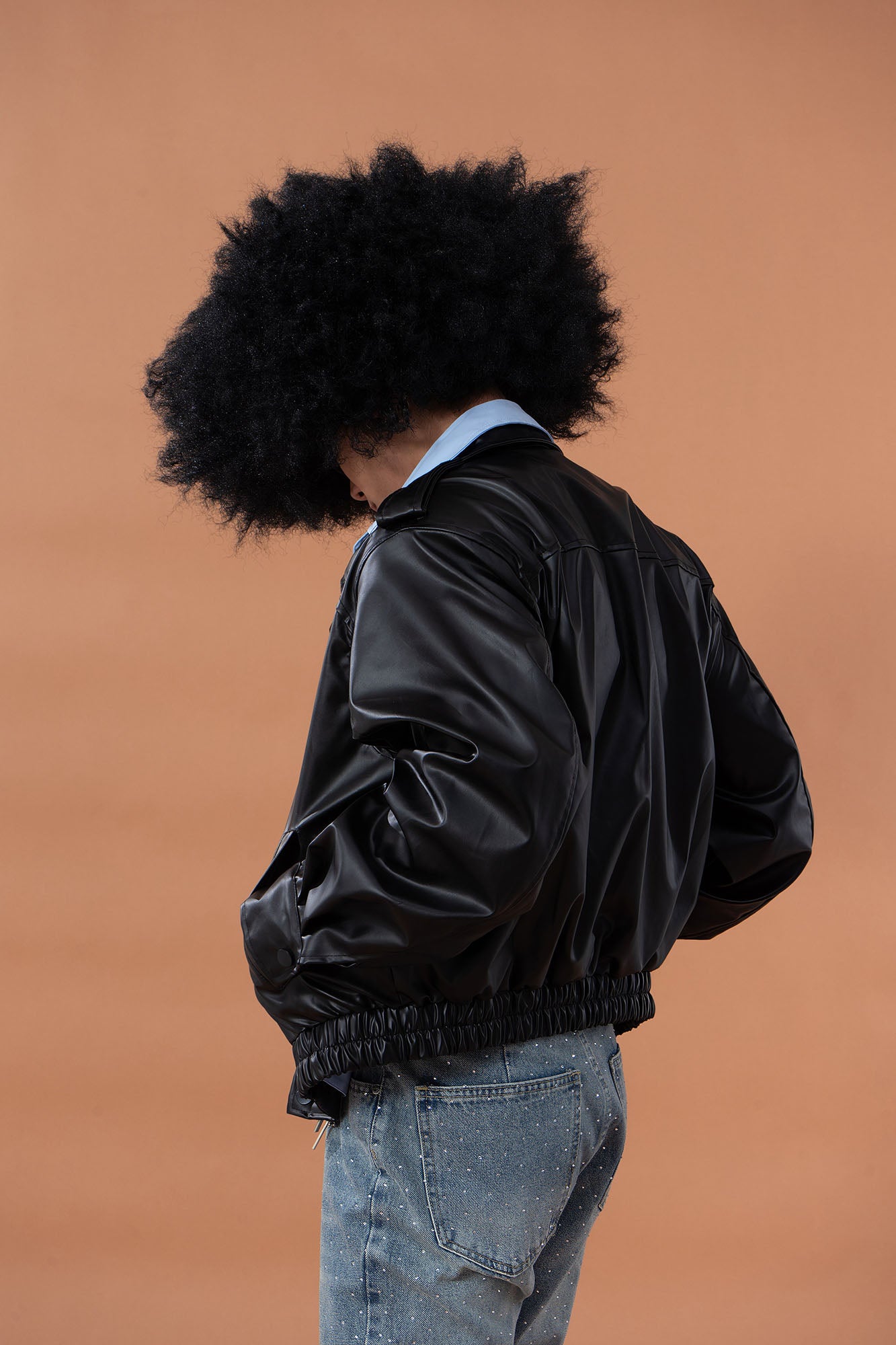 CLP Contrast Layer PU Cropped Moto Jacket, premium urban and streetwear designers apparel on PROJECTISR.com, CLP