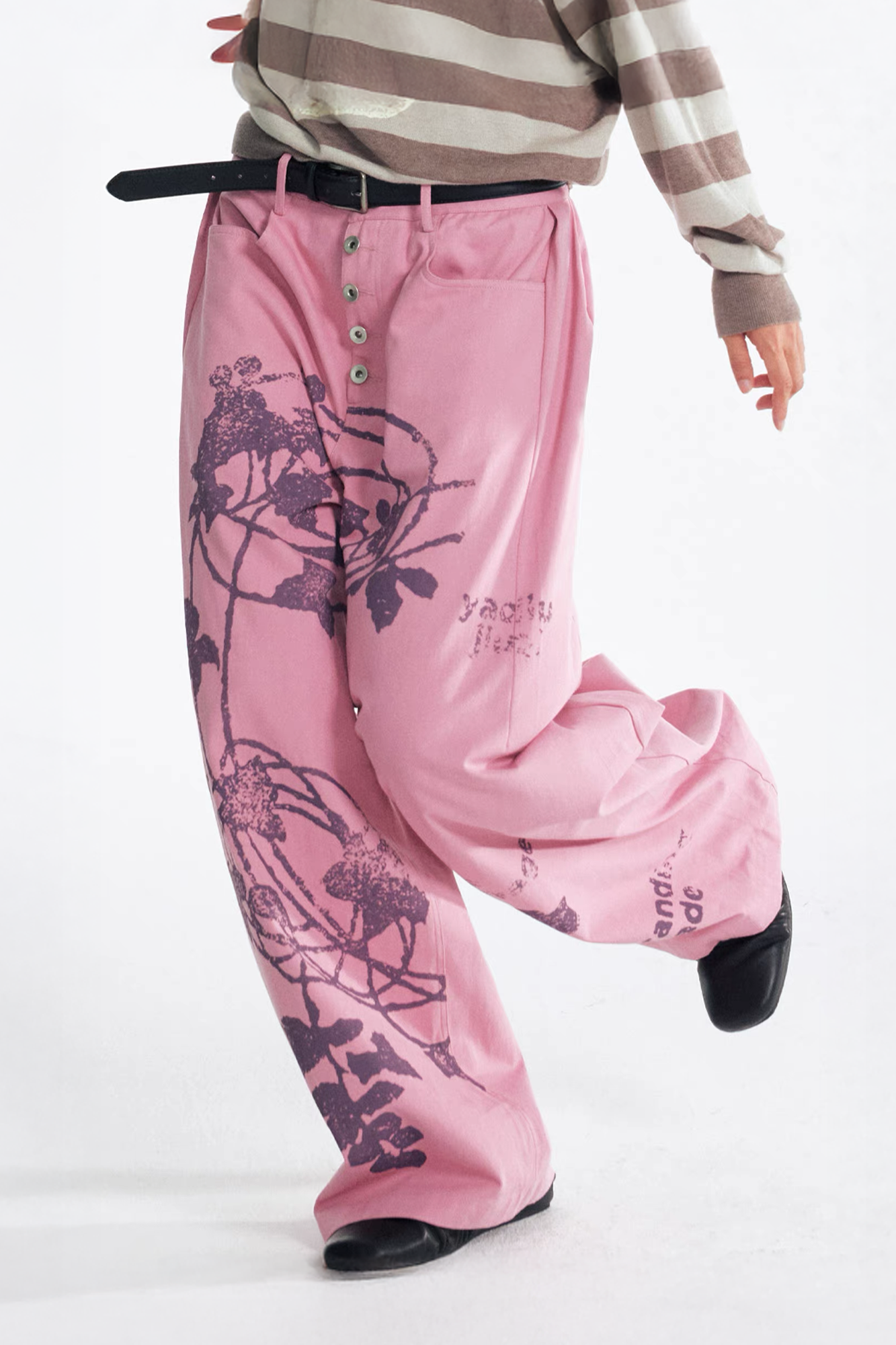 1997 POSTOFFICE Lilac Vine Full-Print Curved Jeans