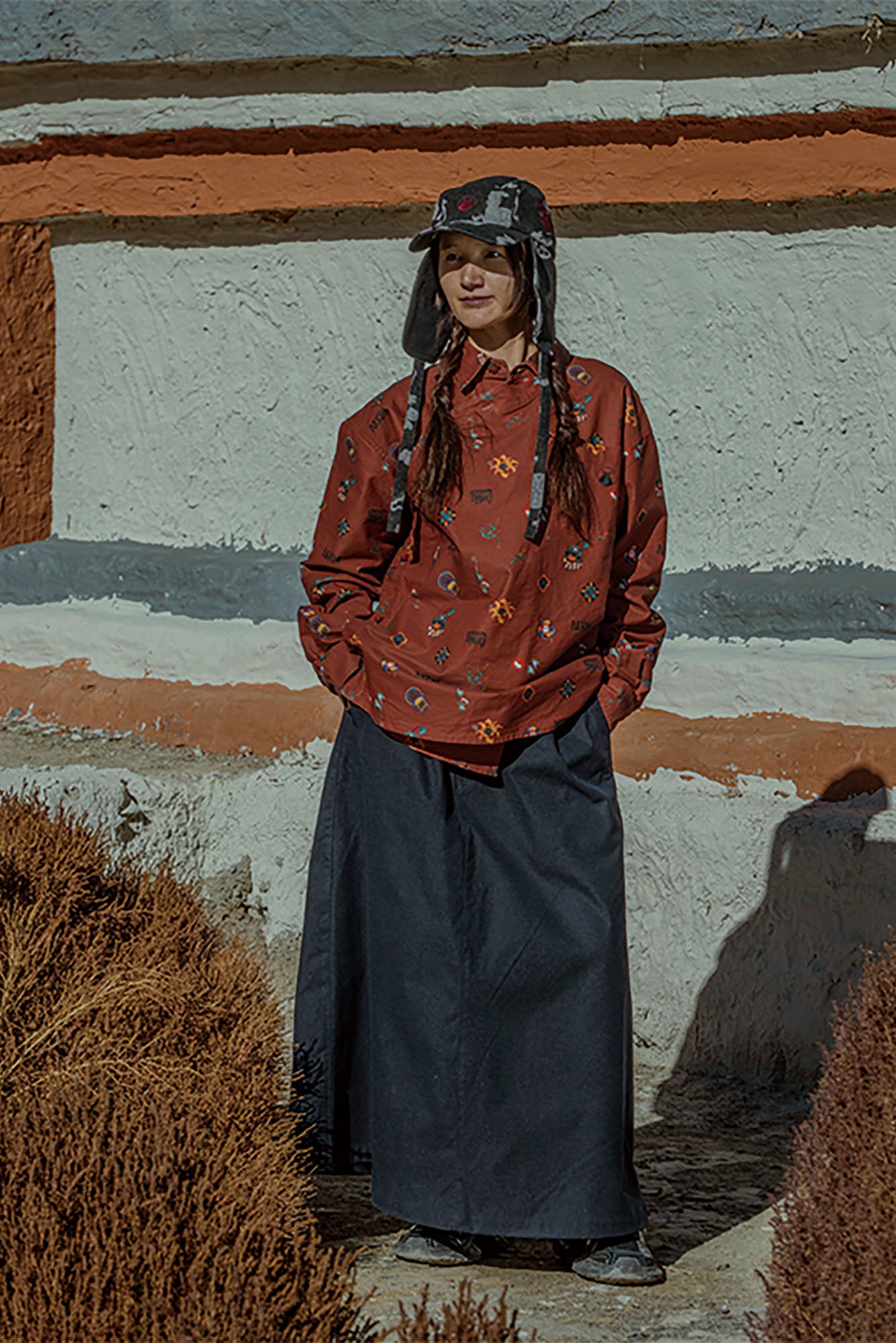 NERHI Asym Tribal Totem Full-Print Shirt