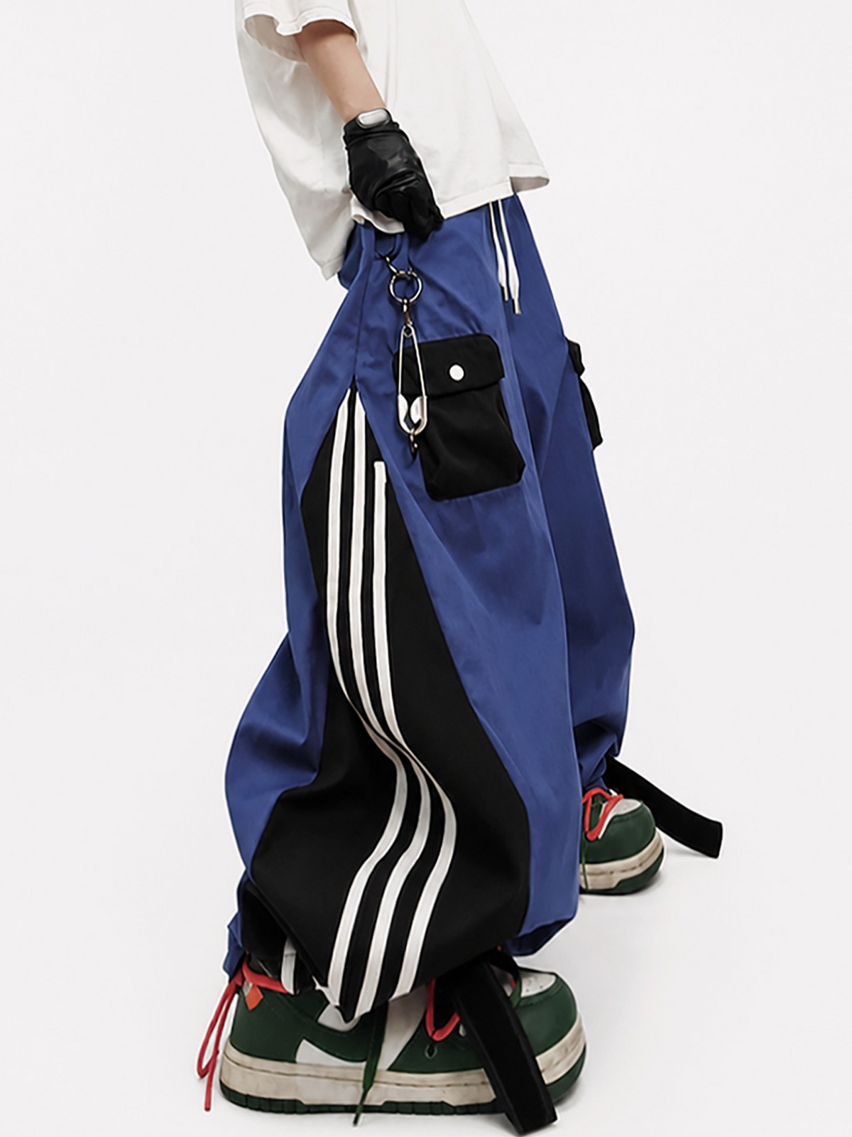 UUCSCC Striped Spliced Wide-Leg Drawstring Track Pants