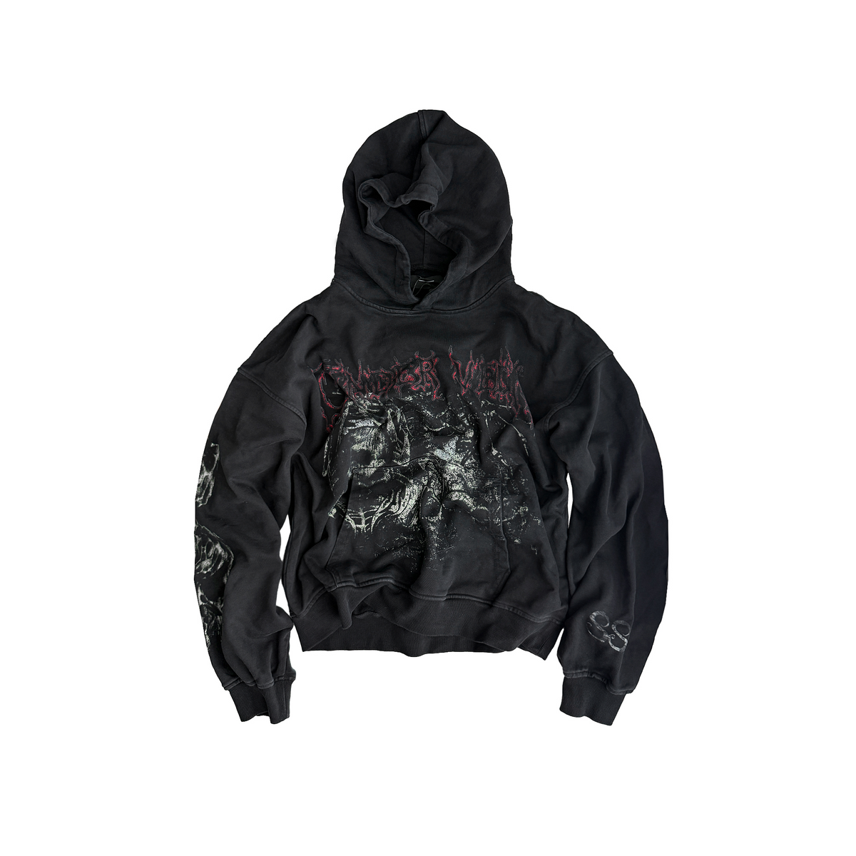 CINDER VEIN Green Demon Rune Washed Graphic Hoodie