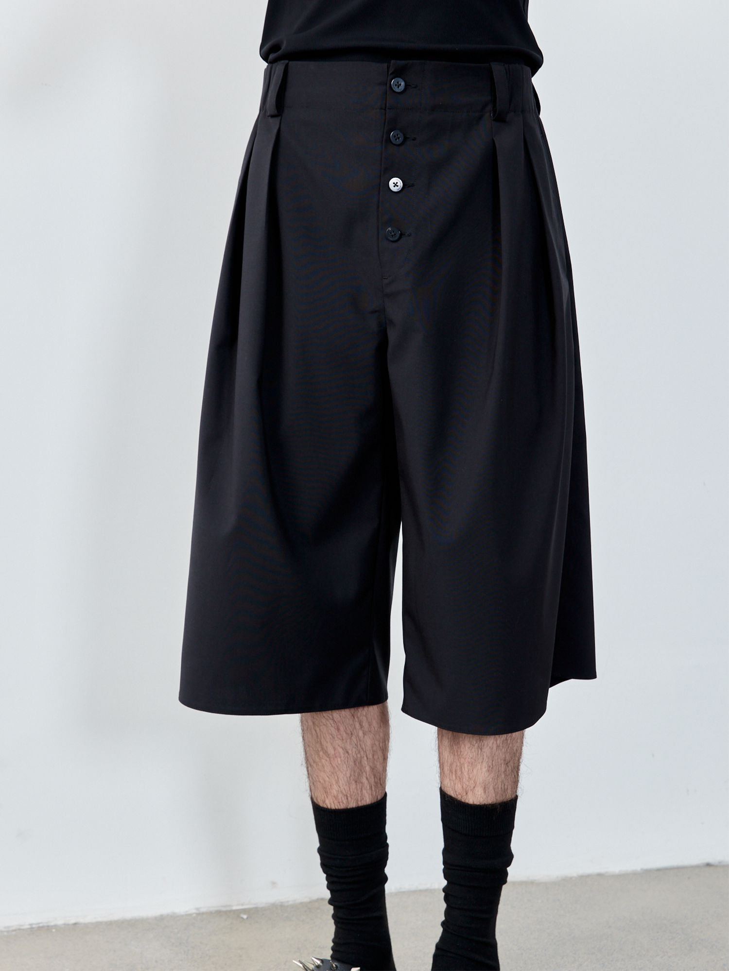 GRAINMUSTARD High-Waist Pleated Wool-Blend Cropped Trousers