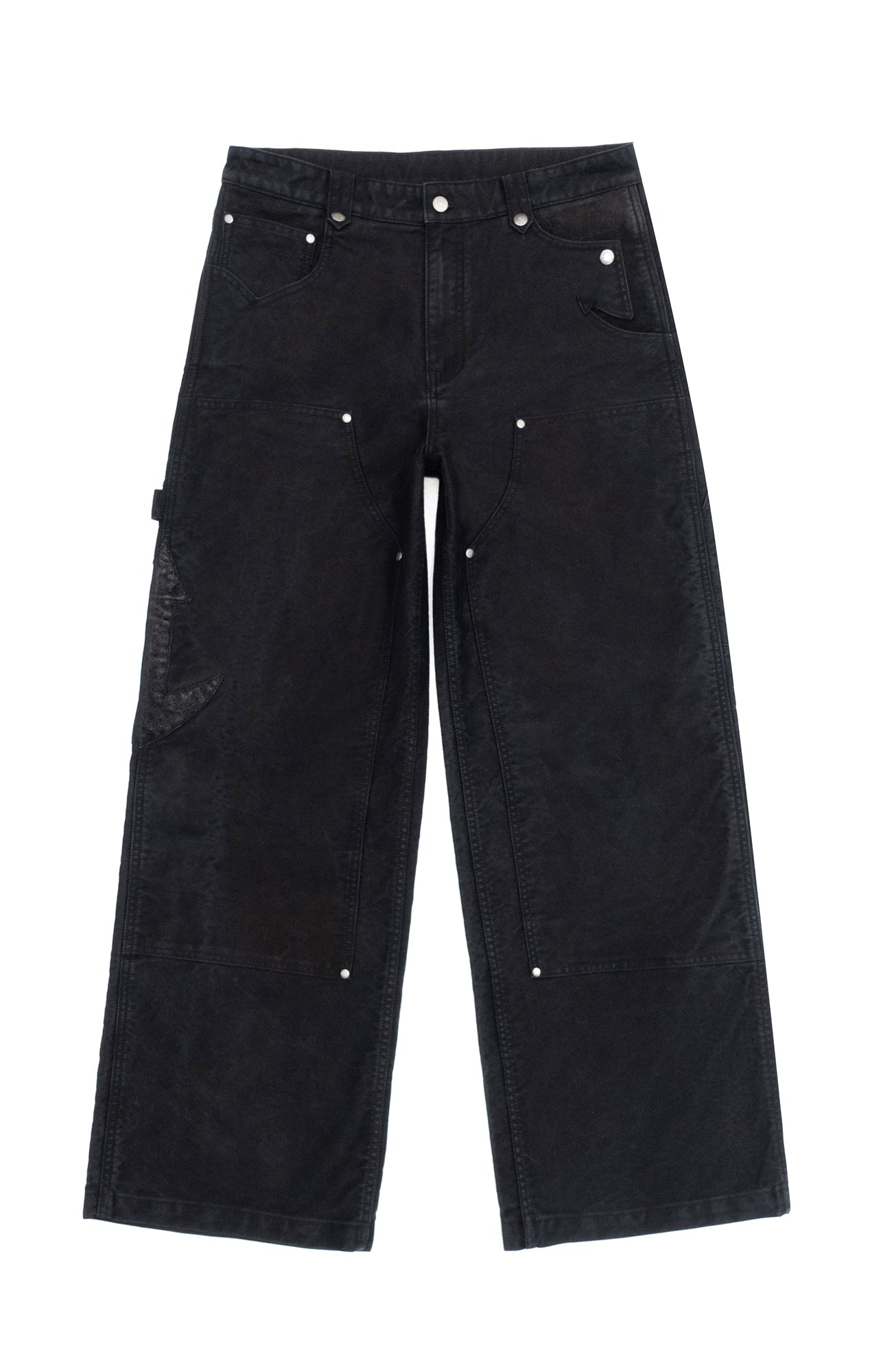 IN EXISTENCE Leather Splice Double-Knee Carpenter Pants