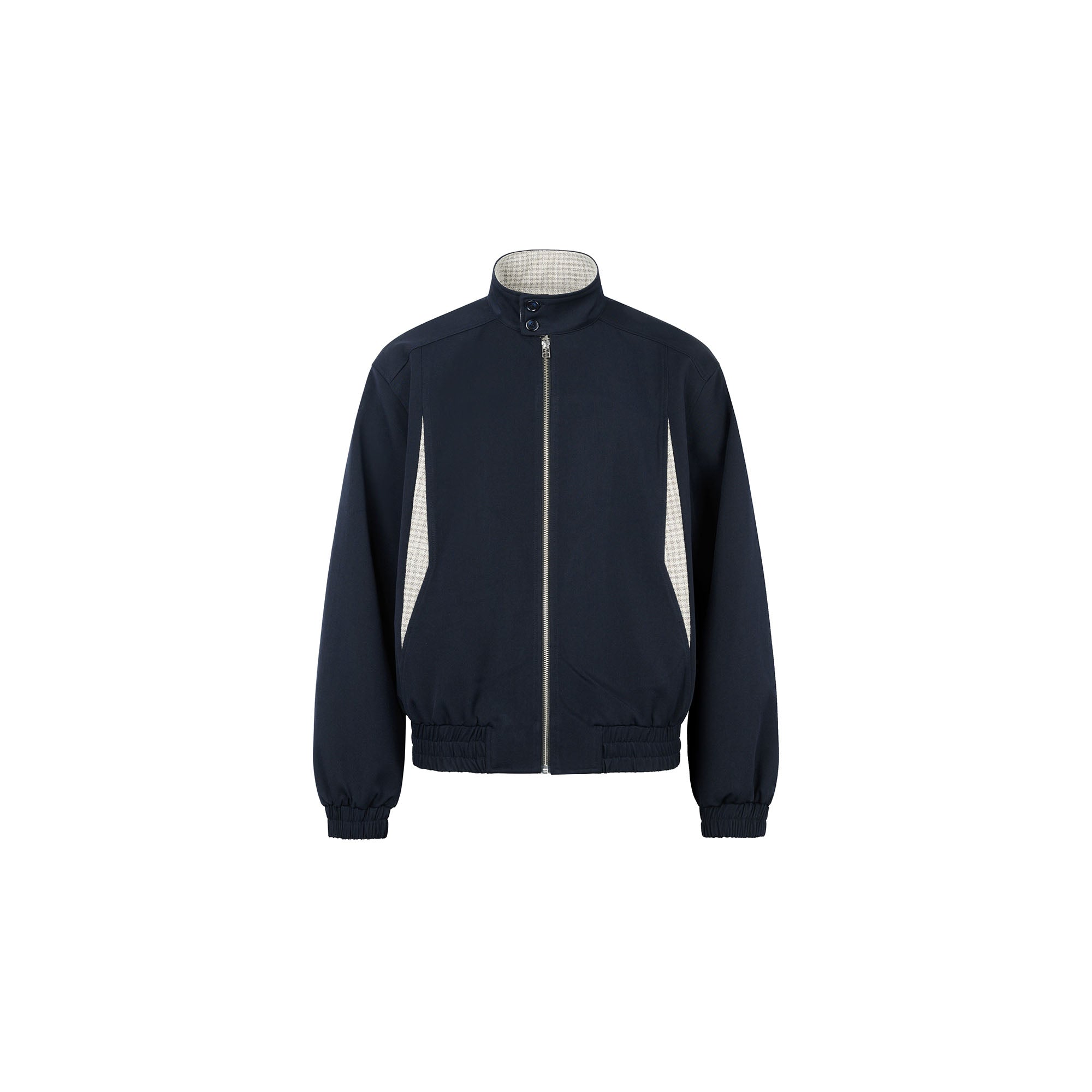 OKAYTHXBYE Checker Paneled Harrington Jacket, premium urban and streetwear designers apparel on PROJECTISR.com, OKAYTHXBYE