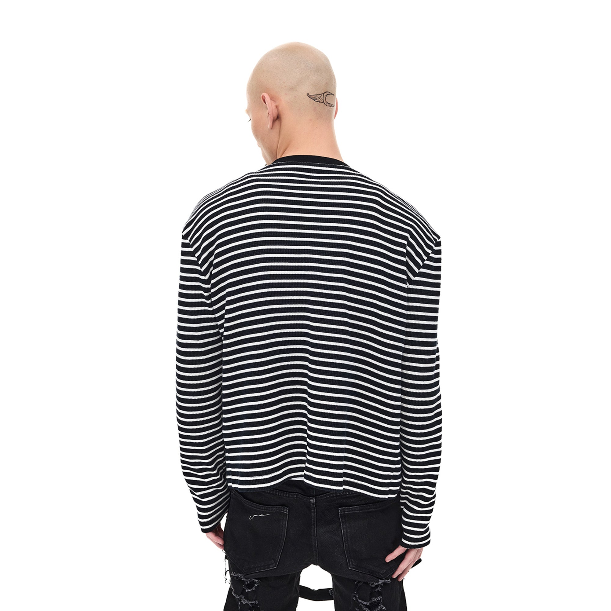 WHISTLEHUNTER Striped Badge Snap Slim Cardigan, premium urban and streetwear designers apparel on PROJECTISR.com, WHISTLEHUNTER