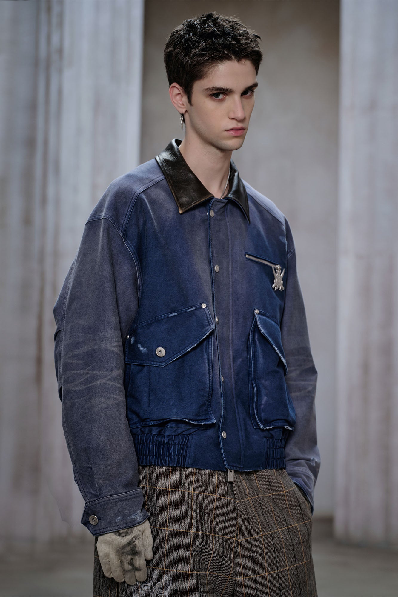 FACEONLAB Washed Gradient Utility Jacket Blue, premium urban and streetwear designers apparel on PROJECTISR.com, FACEONLAB