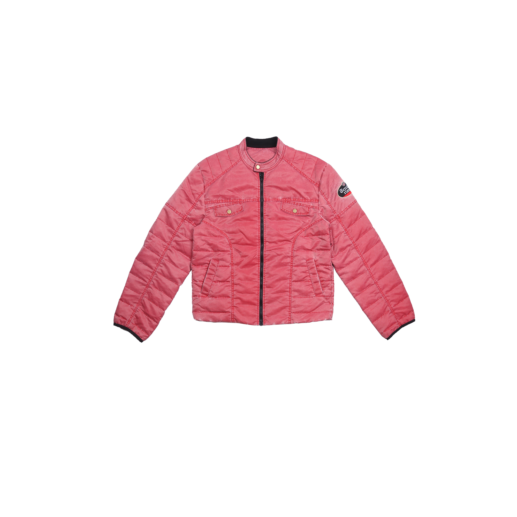 TRECLUB Washed Quilted Moto Down Jacket
