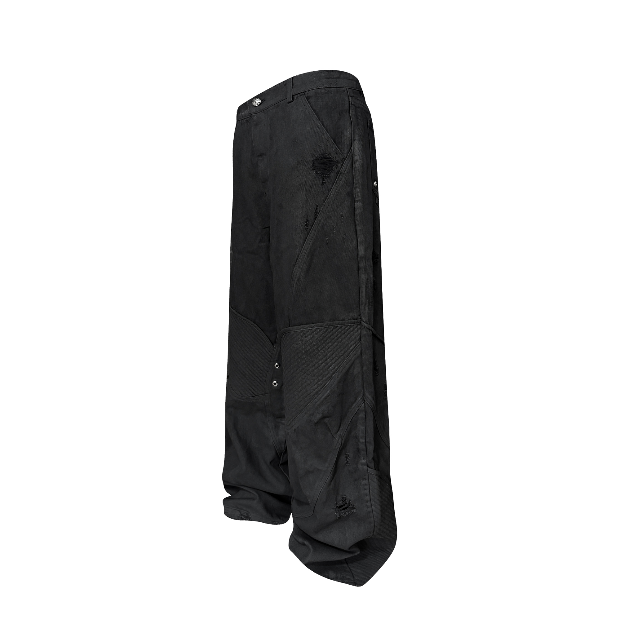 TH4SWE x GOJOYJINNI Washed Waxed Armor Moto Jeans