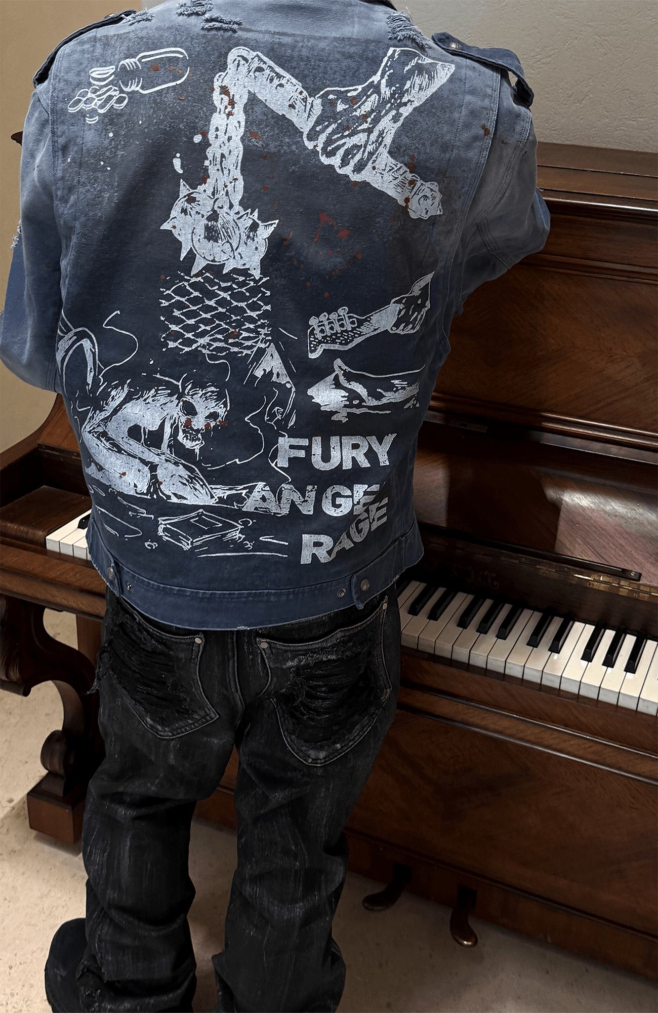 TECNINEGROUP Distressed Grunge Denim Jacket