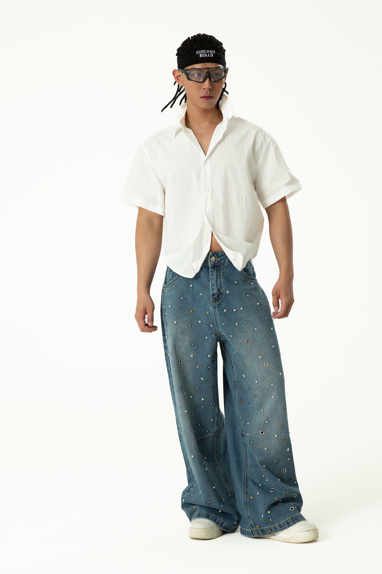 CLP Diamond Studded Wide-Leg Jeans, premium urban and streetwear designers apparel on PROJECTISR.com, CLP