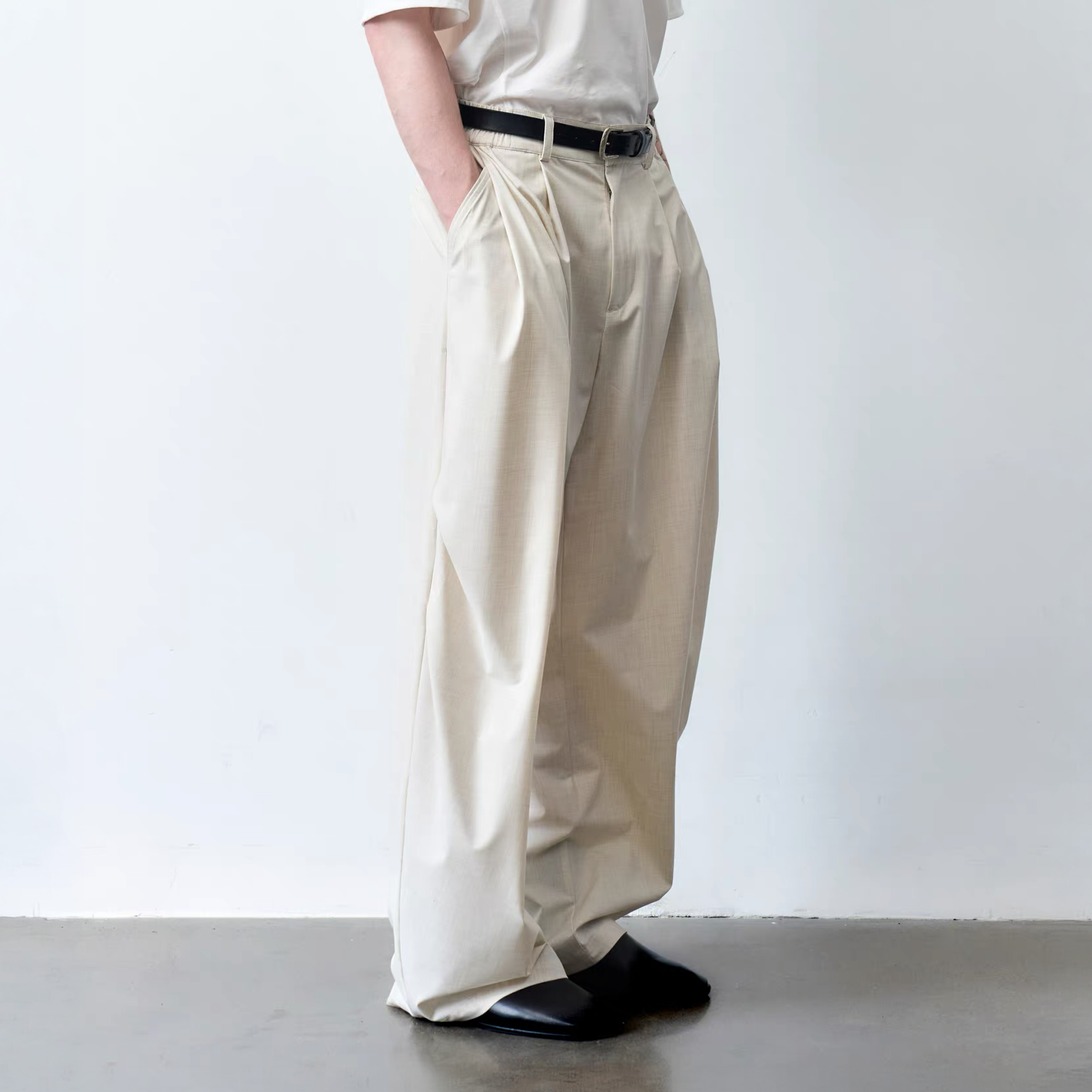 GRAINMUSTARD High-Waist Draped Pleated Trousers