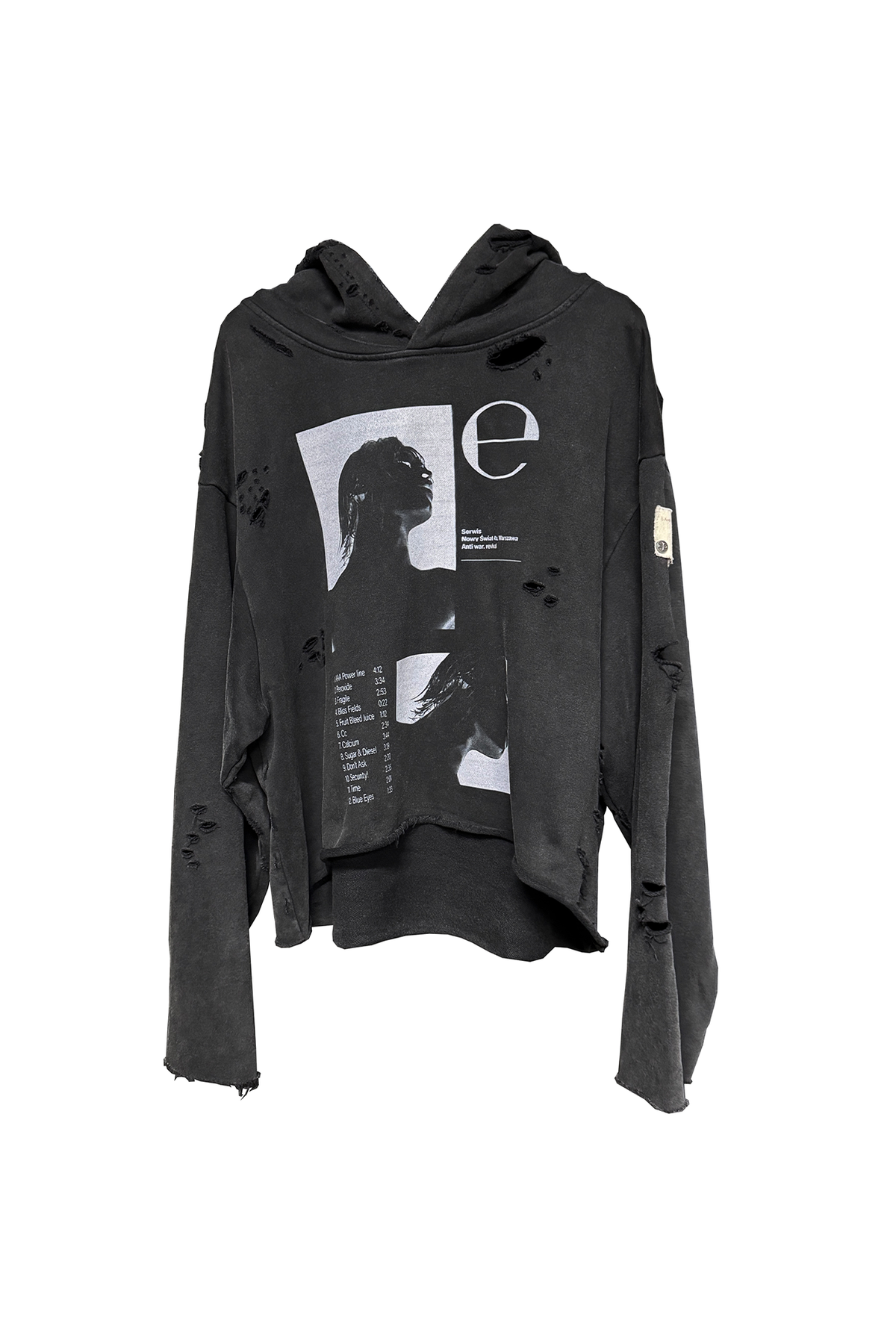 ANTI WAR REVIVAL Distressed Portrait Graphic Oversized Hoodie