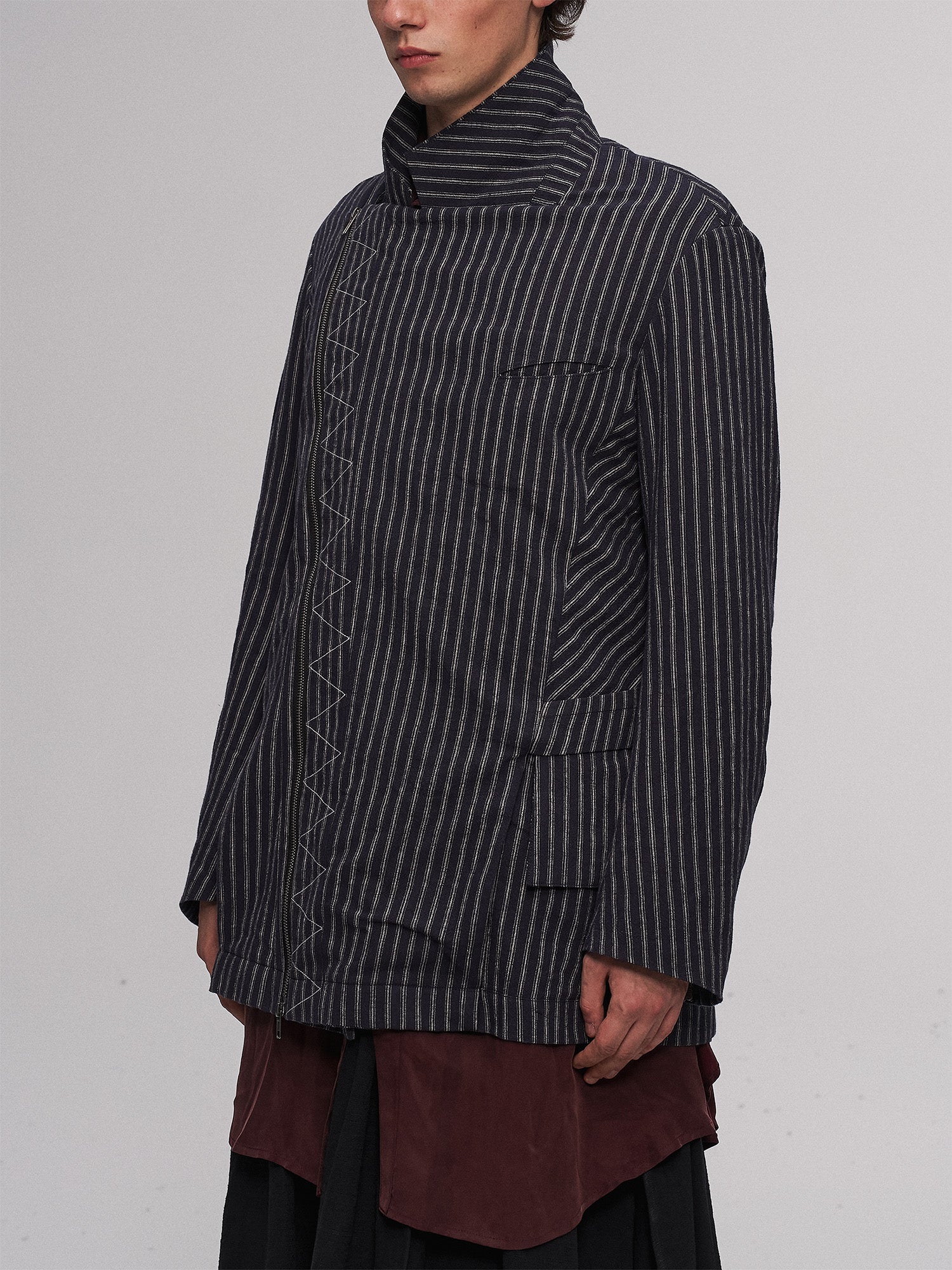 ILNya Nieternite Nifutur Deconstructed Stripe Panel Layered Jacket
