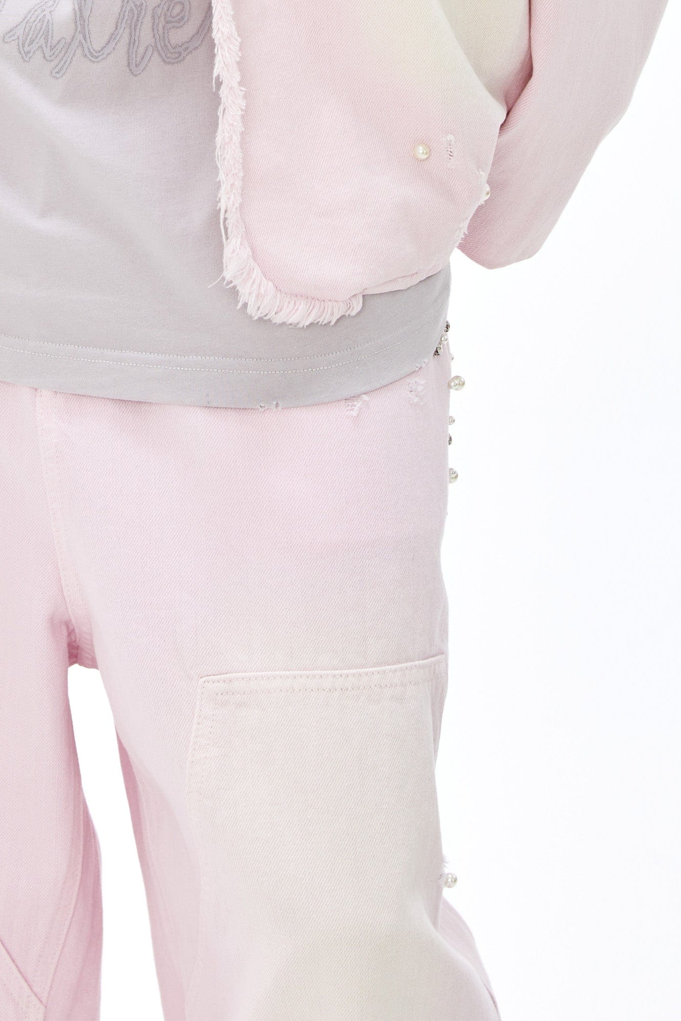 VANN VALRENCE Washed Beaded Double-Knee Trousers, premium urban and streetwear designers apparel on PROJECTISR.com, VANN VALRENCE