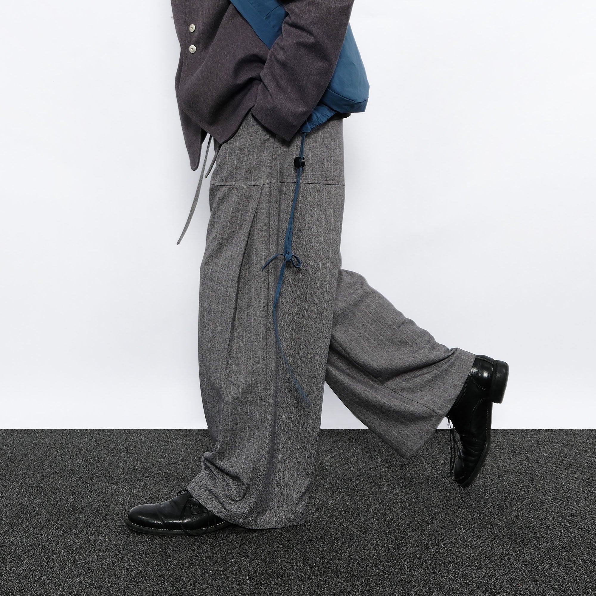 7440 37 1 Striped Drawstring Panel Wide-Leg Trousers, premium urban and streetwear designers apparel on PROJECTISR.com, 7440 37 1