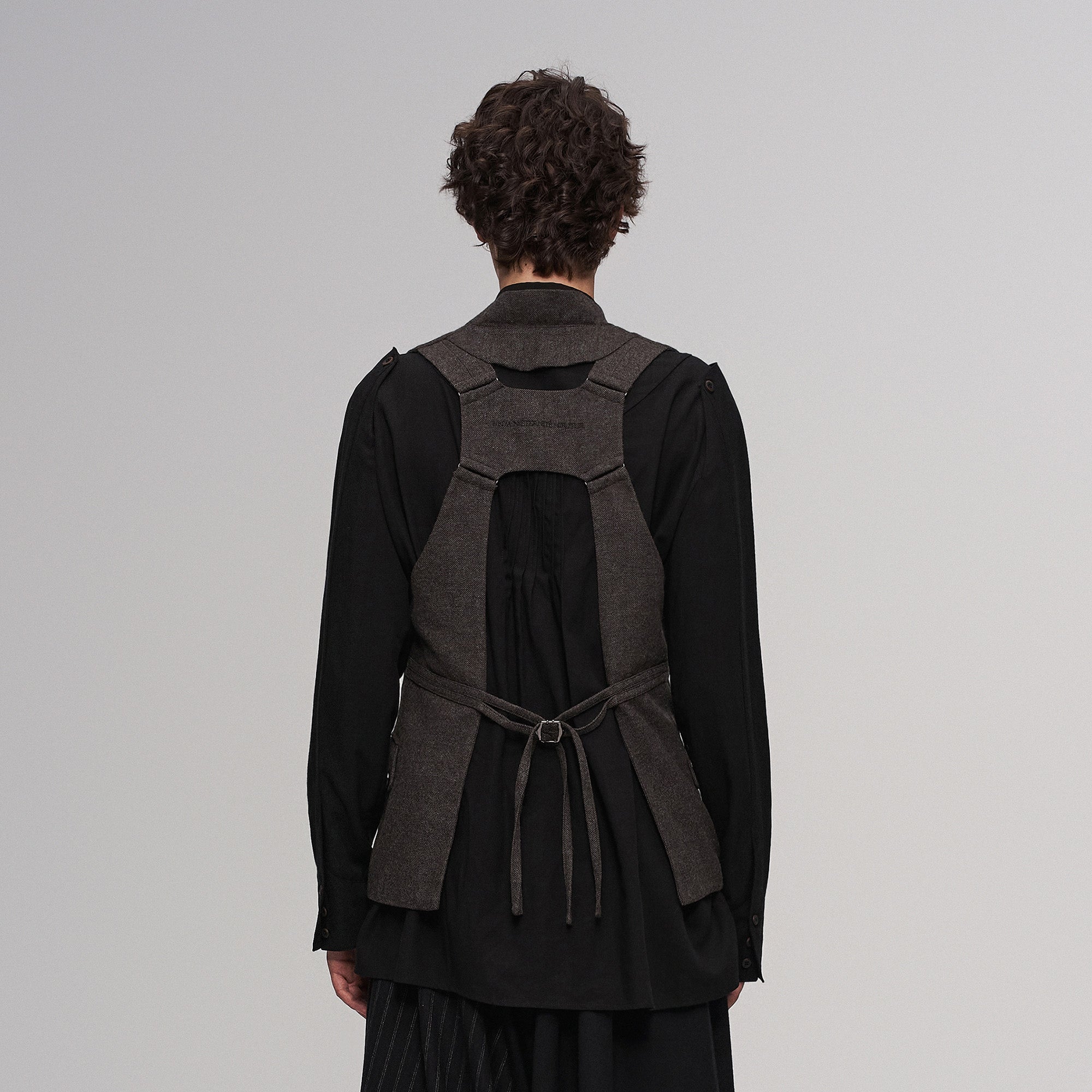 ILNya Nieternite Nifutur Retro Button Embellished Back-Harness Vest, premium urban and streetwear designers apparel on PROJECTISR.com, ILNya Nieternite Nifutur