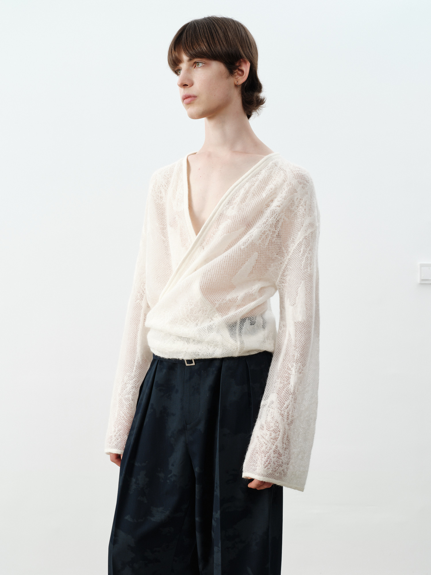 GRAINMUSTARD Baby Alpaca Openwork Jacquard Wrap Cardigan, premium urban and streetwear designers apparel on PROJECTISR.com, GRAINMUSTARD