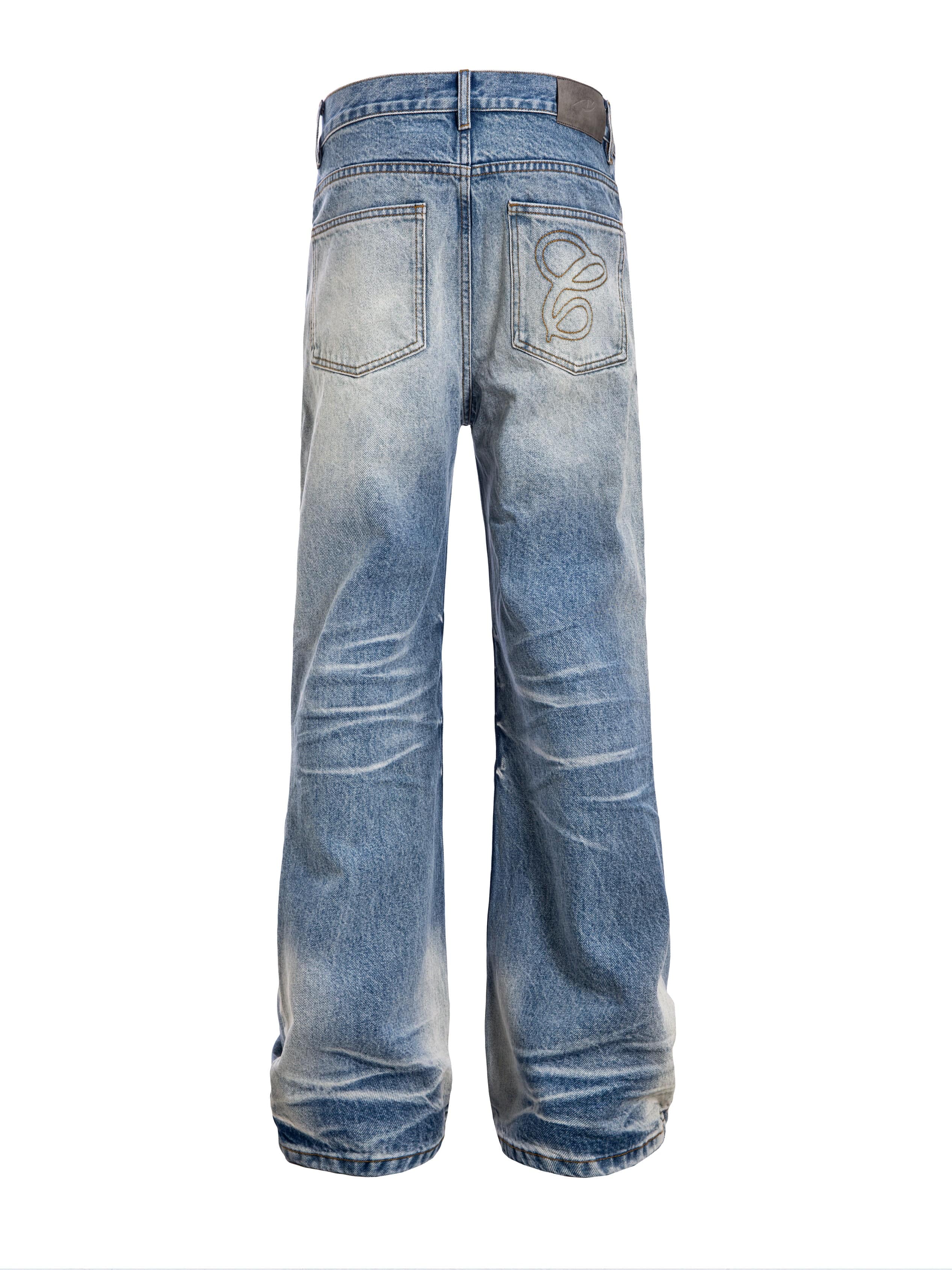 CATSSTAC Frost-Washed Distressed Straight-Leg Jeans, premium urban and streetwear designers apparel on PROJECTISR.com, CATSSTAC