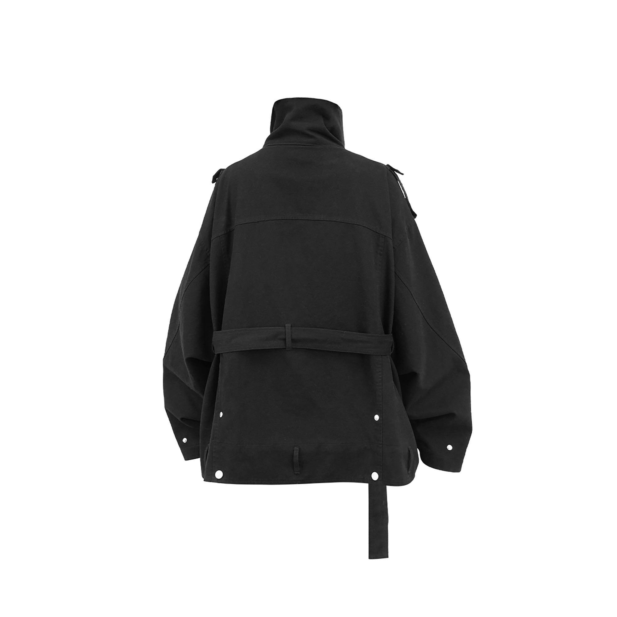 RELABEL Retro Multi-Pocket Snap-Hem Convertible Jacket Black