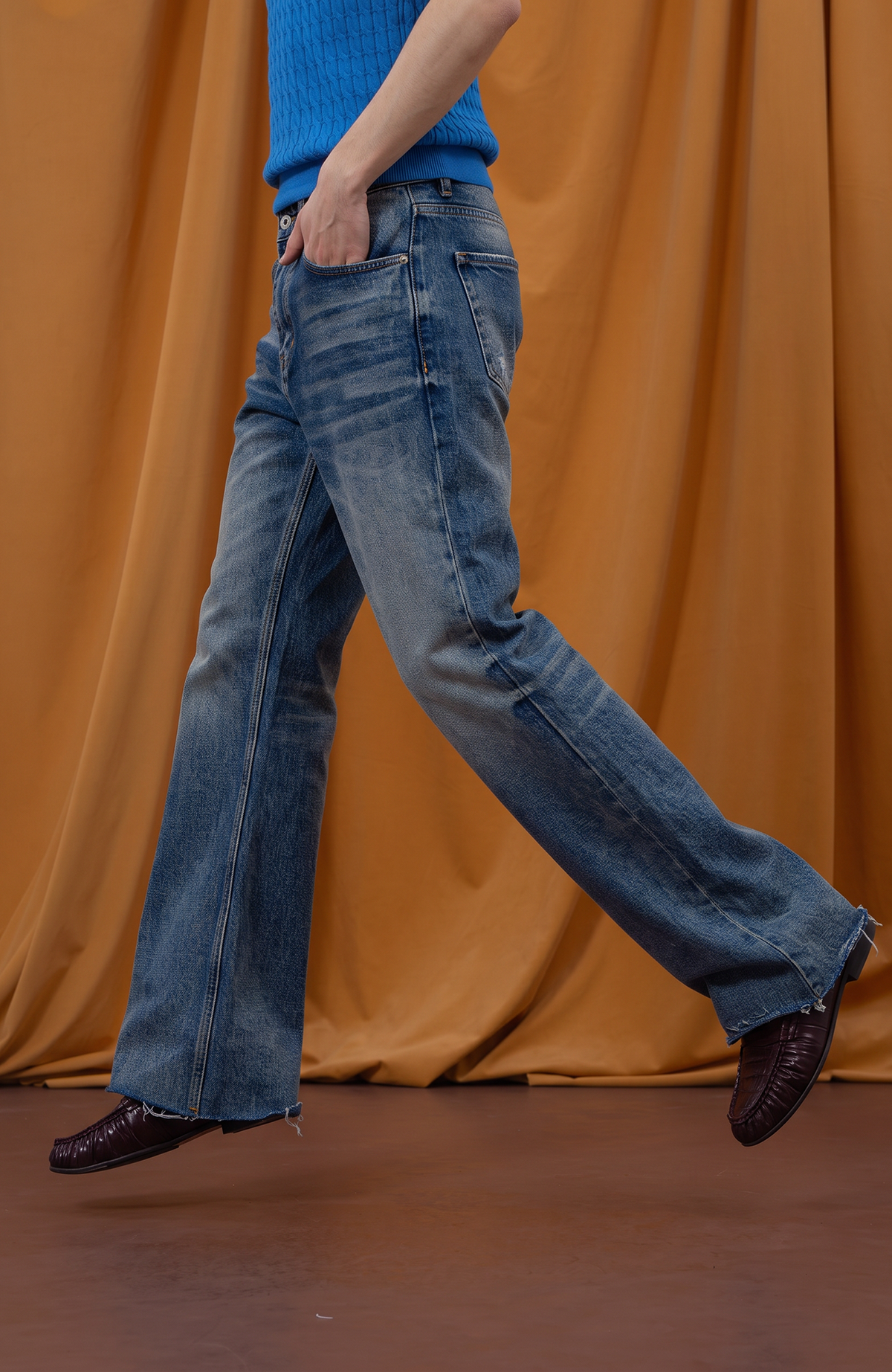 CLP Washed Frayed Flared Jeans