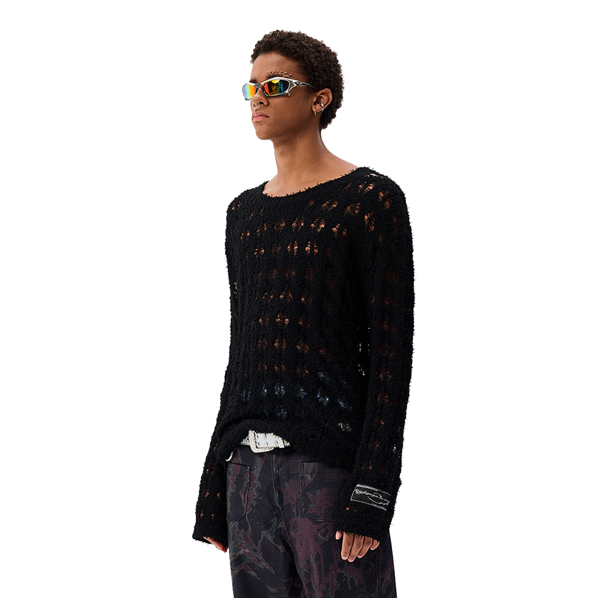 CYCYCY Punk Open-Knit Distressed Sweater