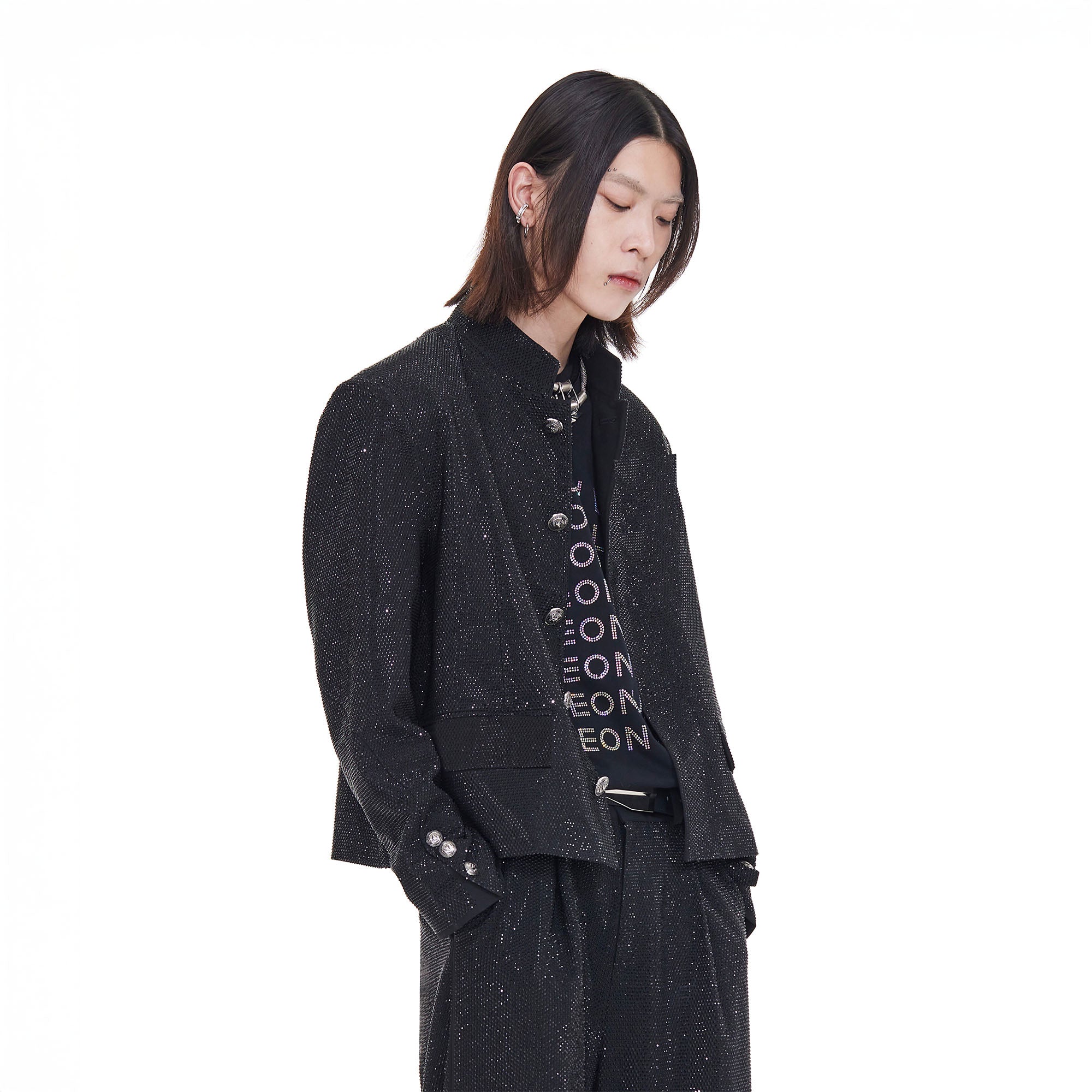 FACEONLAB Diamond LOGO Back Mandarin Collar Jacket