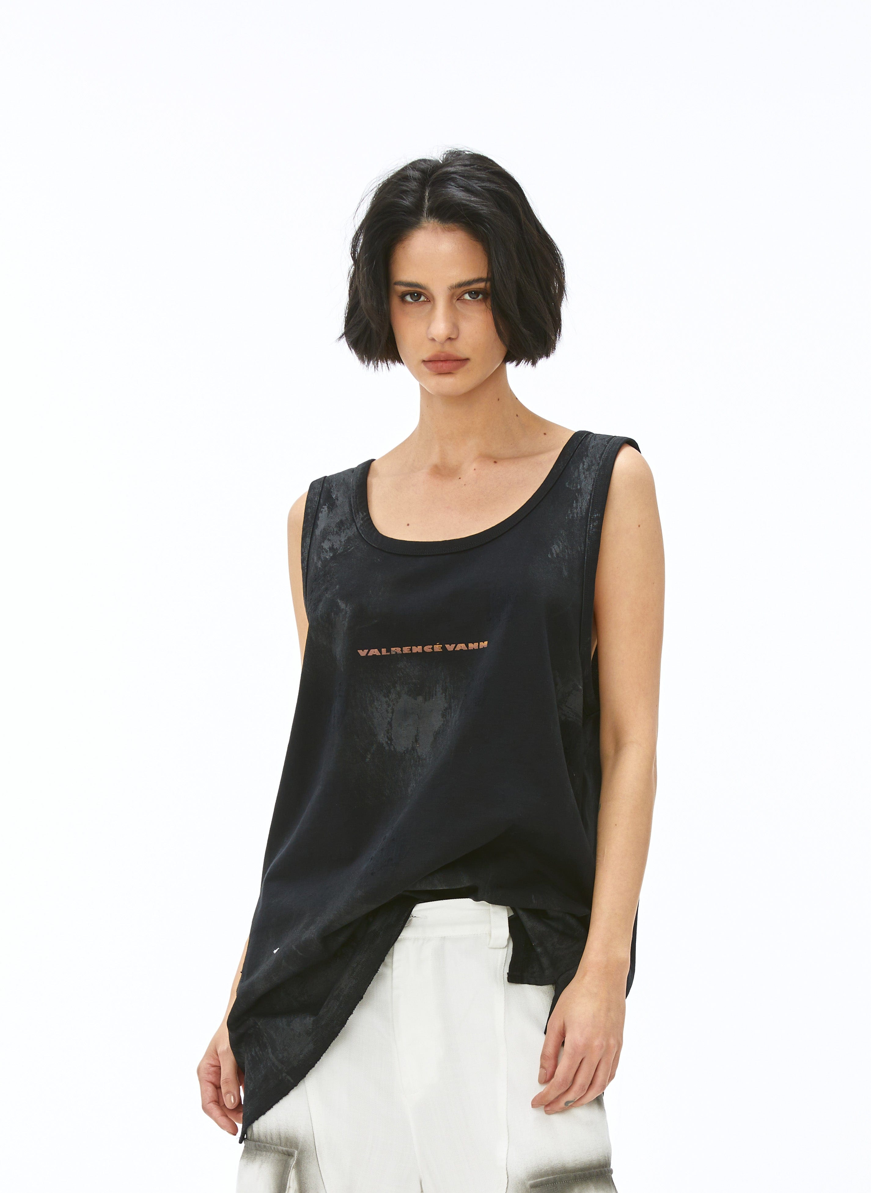 VANN VALRENCE Washed-Dyed Oversized Tank Top