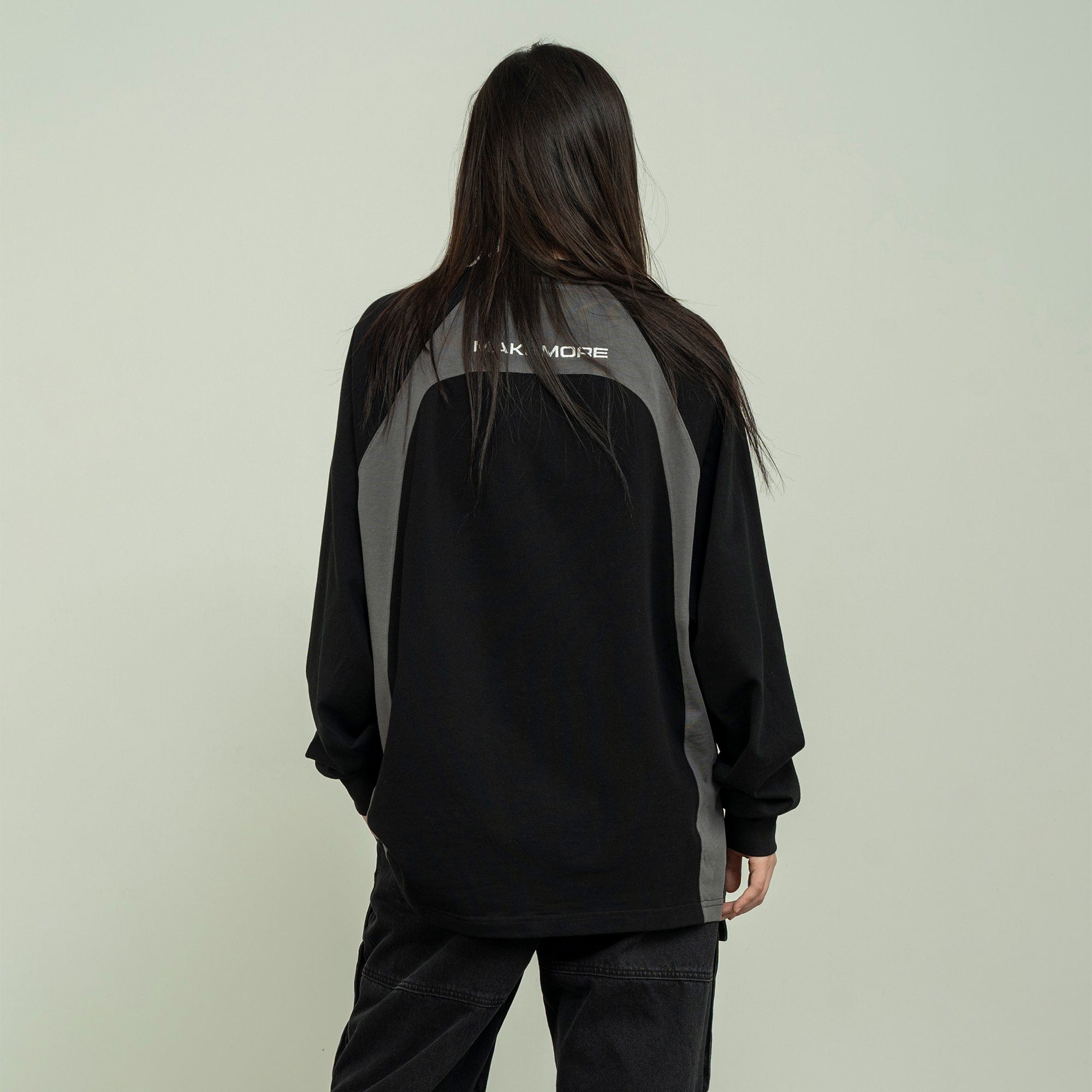 MAKEMORE Modern Deconstructed Embroidered Long-Sleeve Tee