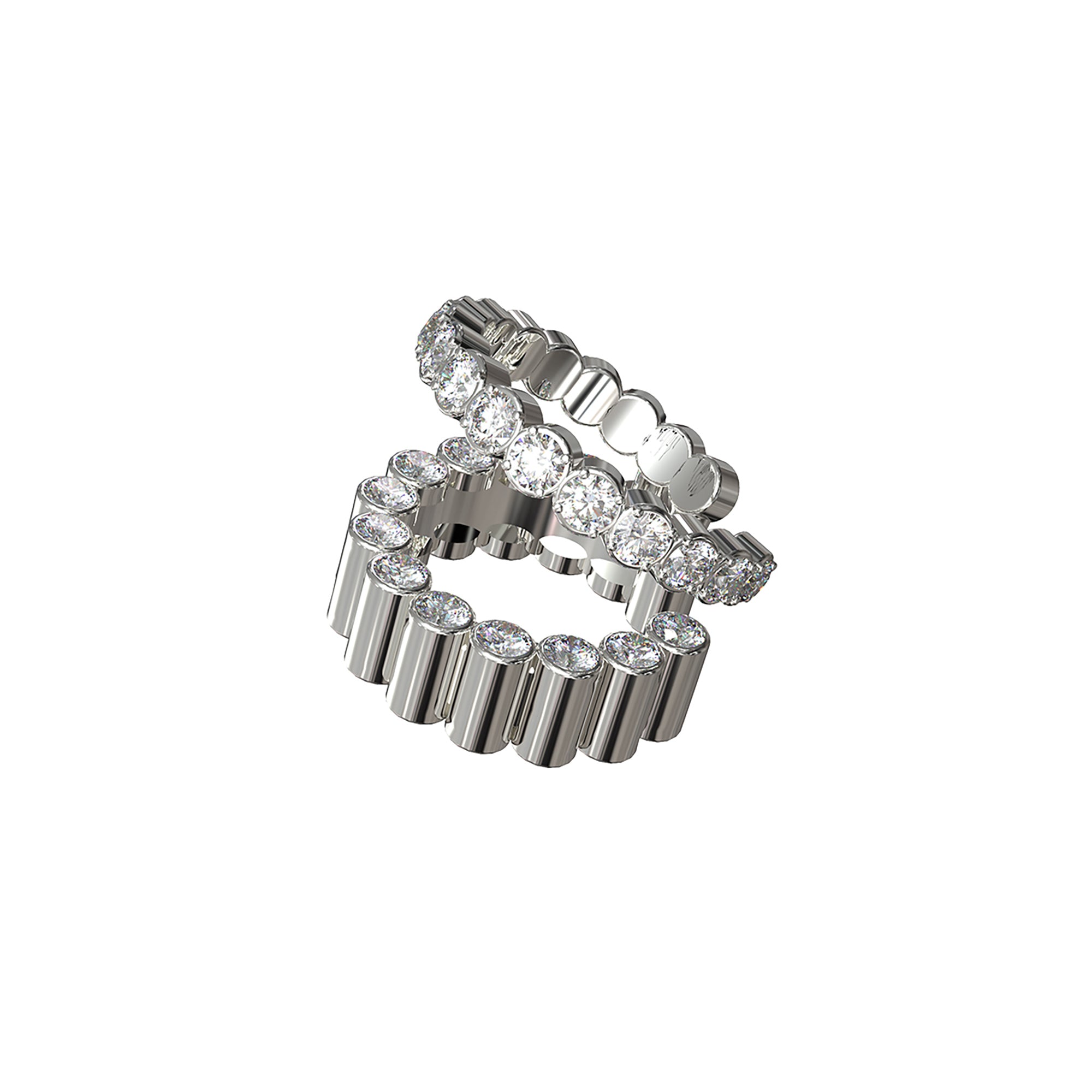 YURITAN Stacked Tube Diamond Ear Cuff