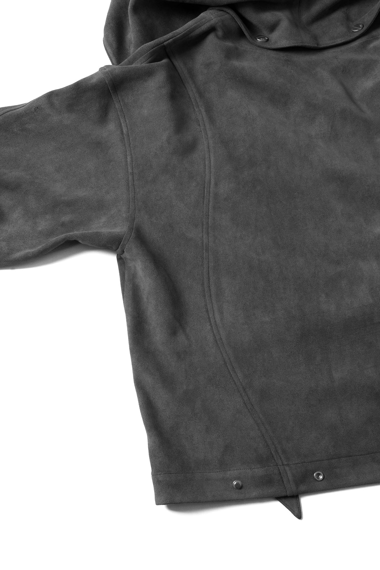 RELABEL Asymmetrical-Zip Detachable-Hood Suede Jacket Gray