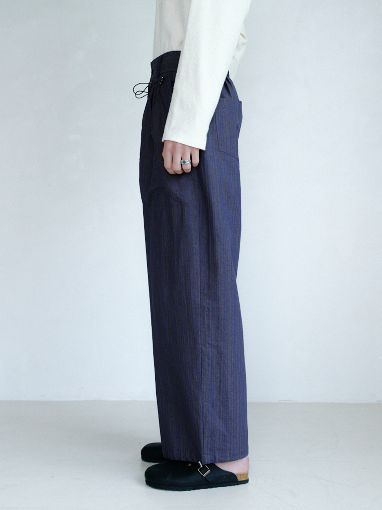 GRAINMUSTARD Drawstring Pleated Straight-Leg Trousers, premium urban and streetwear designers apparel on PROJECTISR.com, GRAINMUSTARD