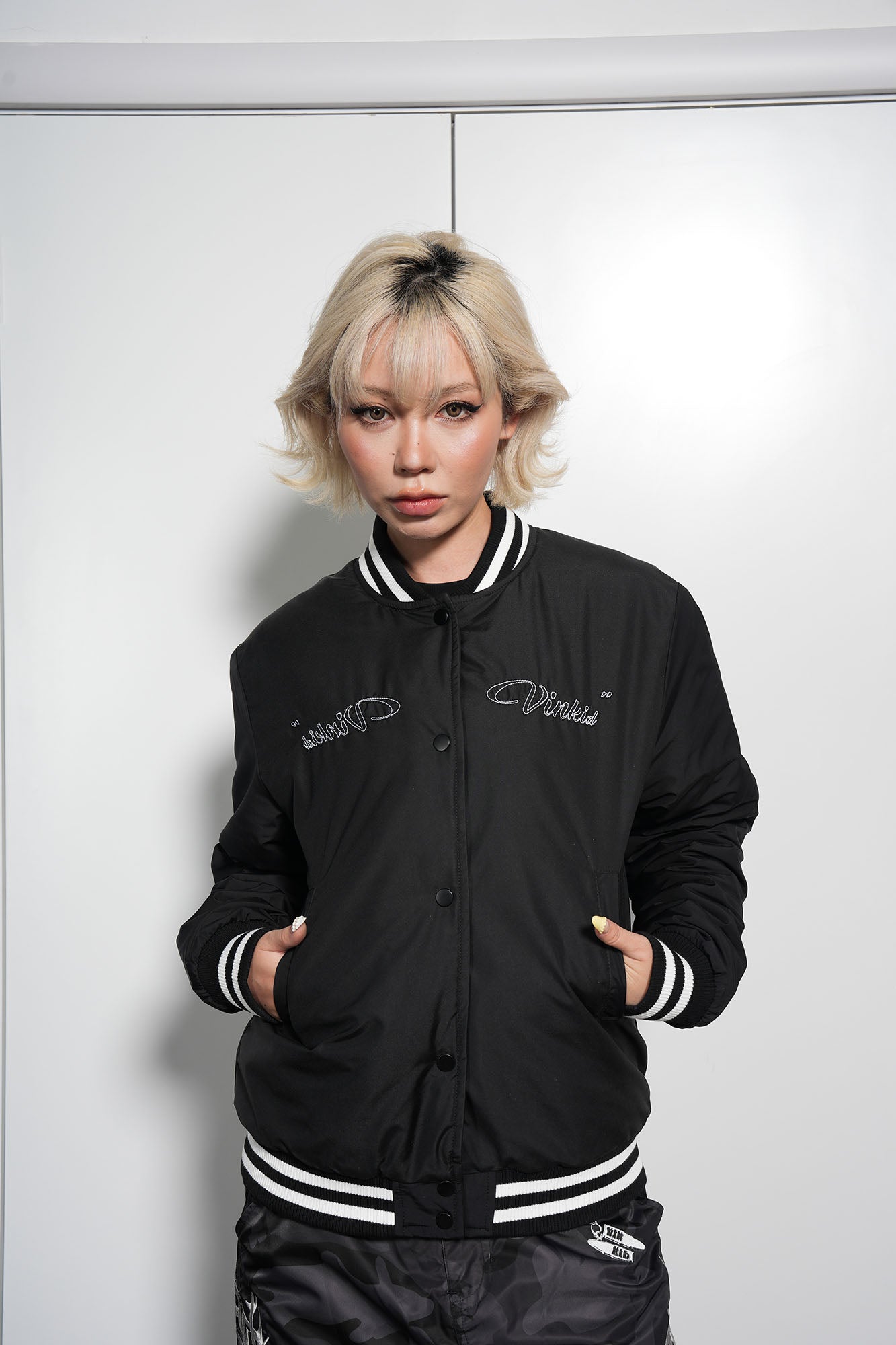 VINKID No.88 Peace Doves Padded Varsity Jacket