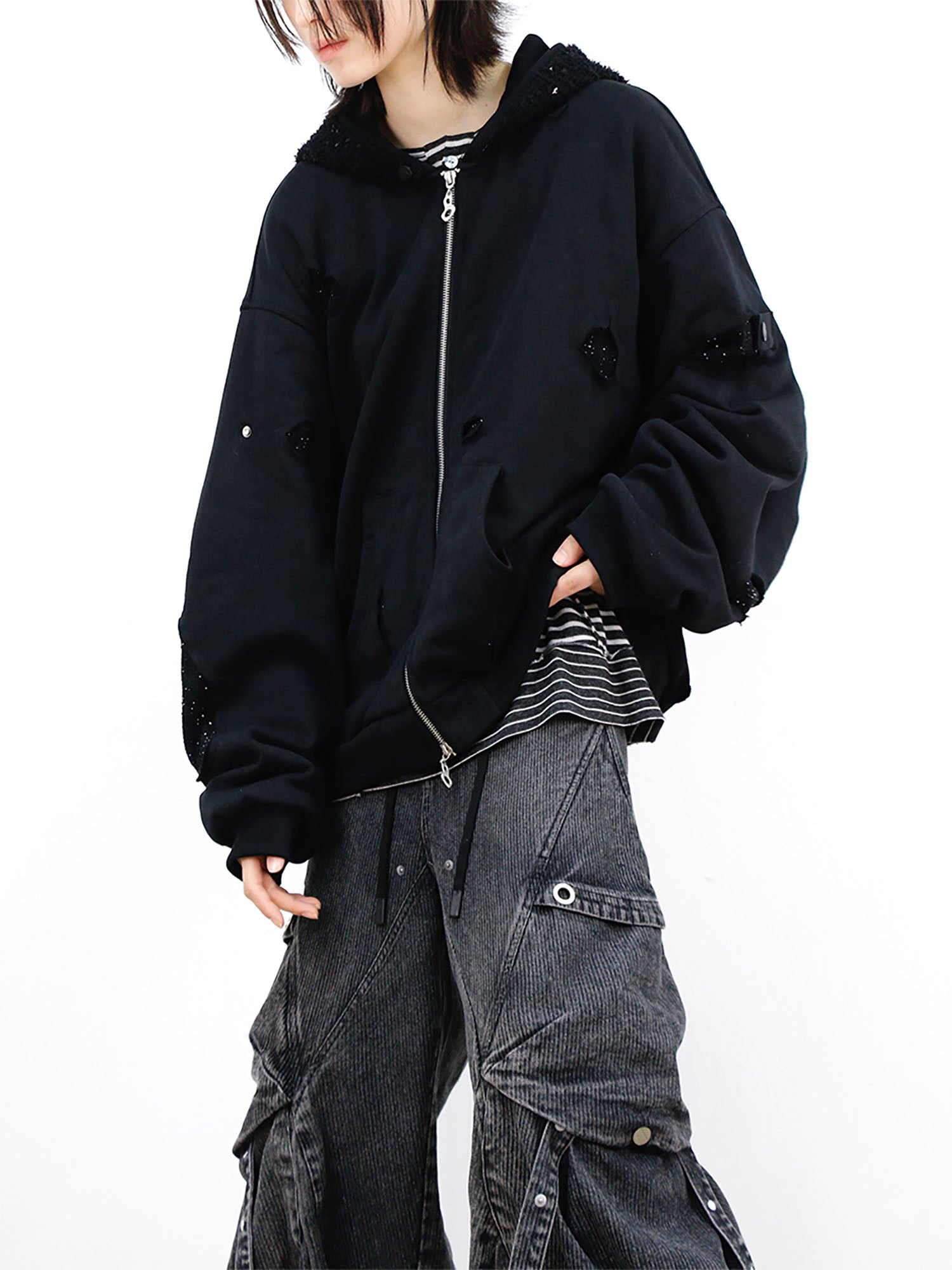 RELABEL Detachable Diamond Layered Hood Jacket, premium urban and streetwear designers apparel on PROJECTISR.com, RELABEL