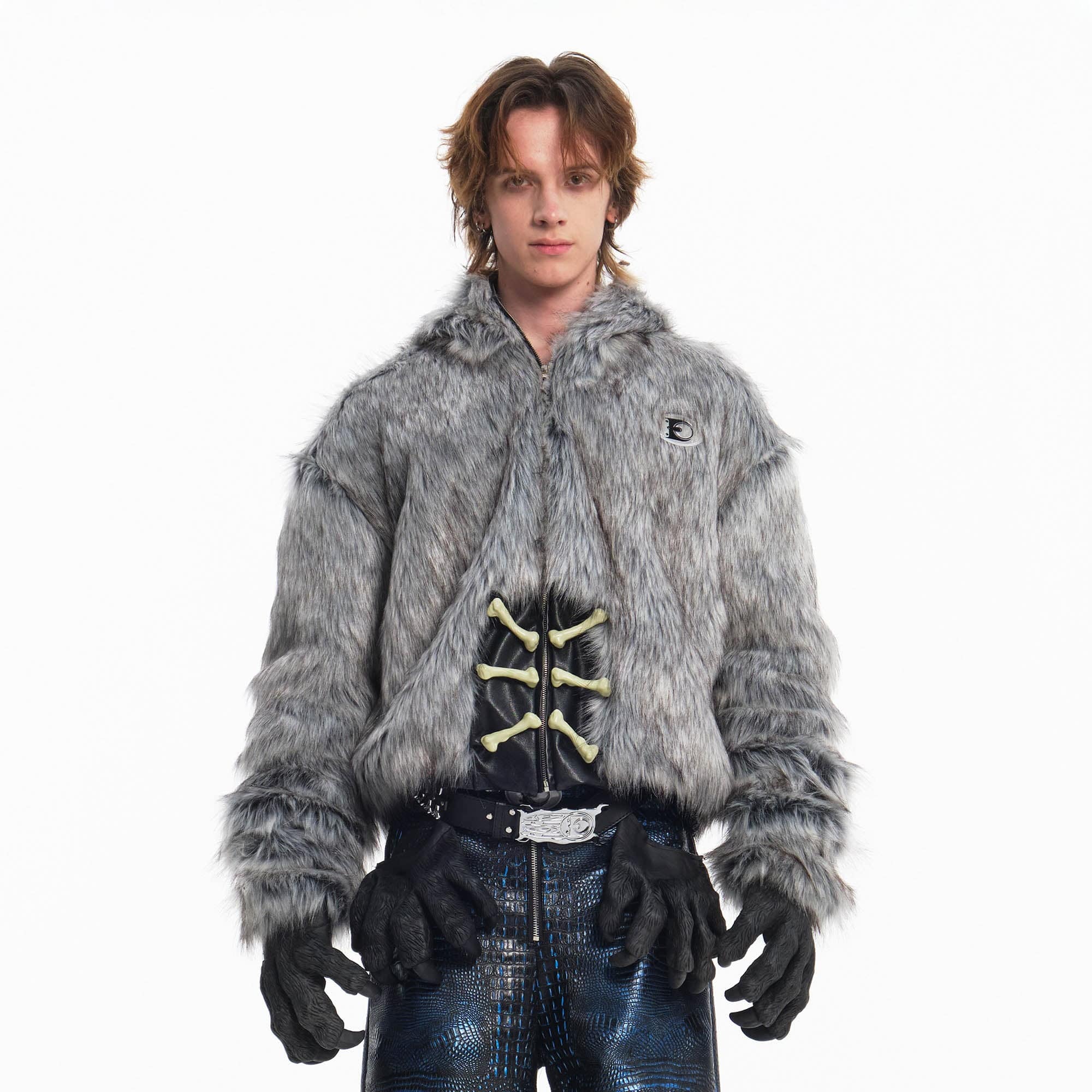 EMBRYO Detachable Beast Claw Faux Fur Hooded Jacket