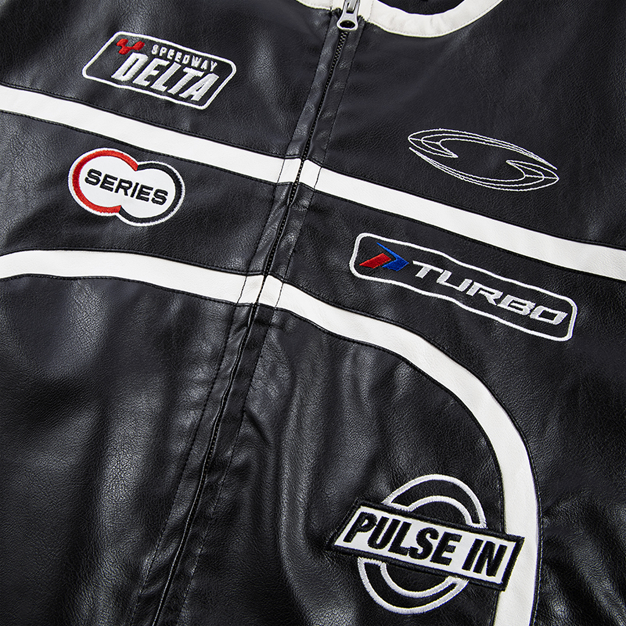 F2CE Racing Patch Contrast Panel PU Moto Jacket