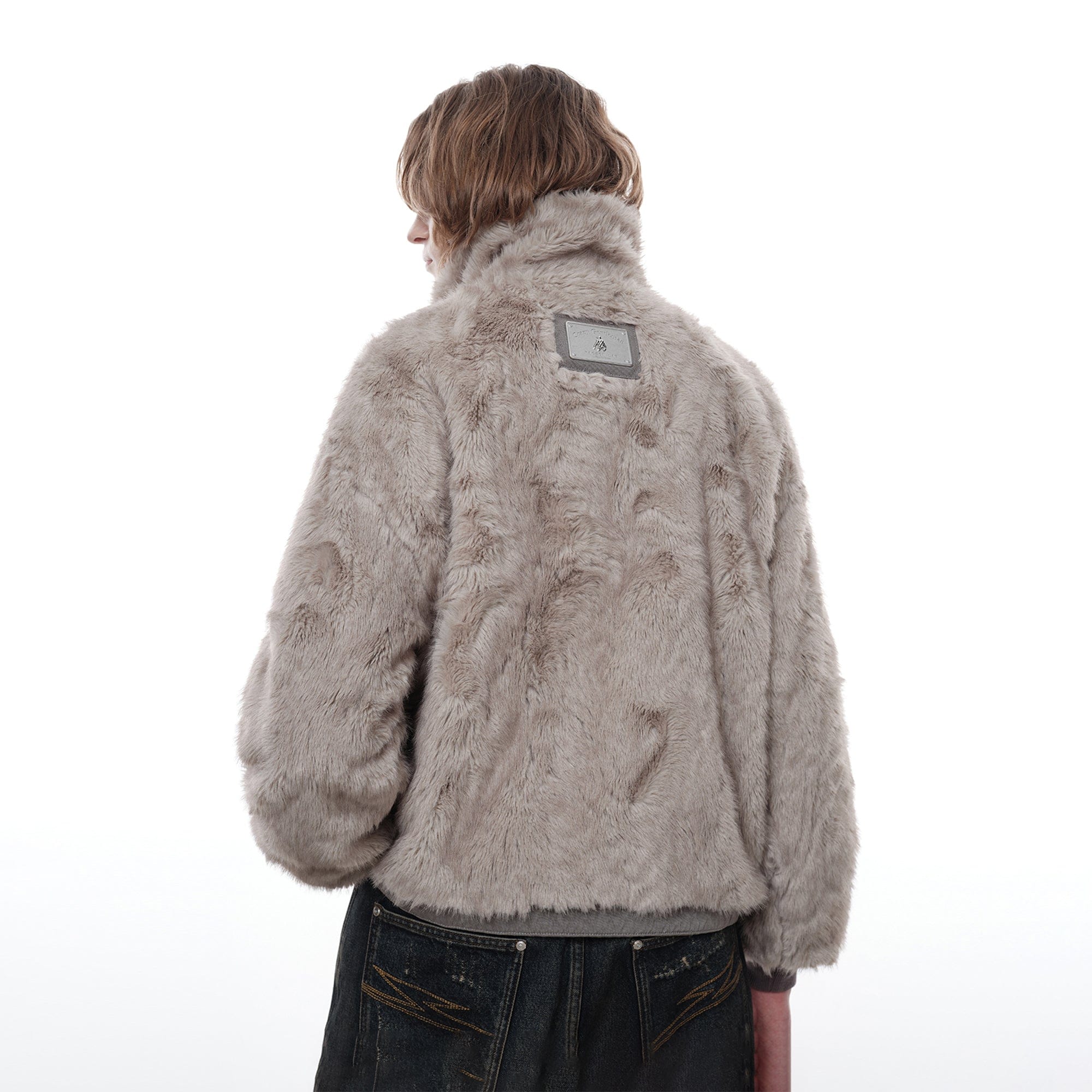 FACEONLAB Distressed Reversible Fuzzy N1 Military Jacket Grey