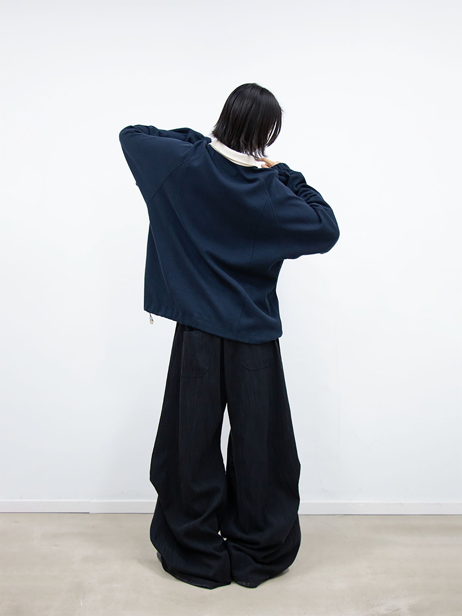 RELABEL Raglan Drawstring-Hem Polo Sweatshirt