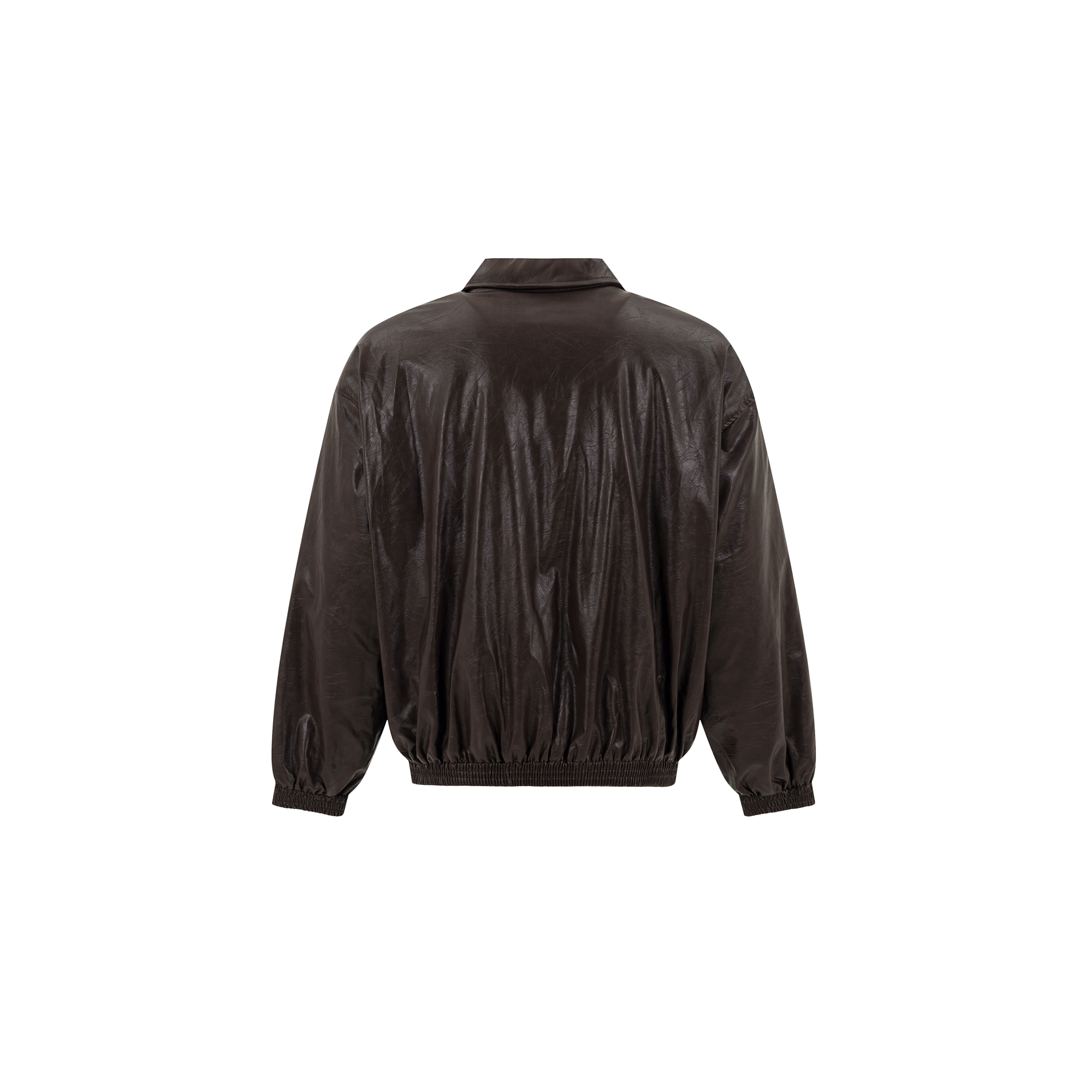 OVDY Faux Leather Crinkle Stand-Collar Jacket, premium urban and streetwear designers apparel on PROJECTISR.com, DVDY