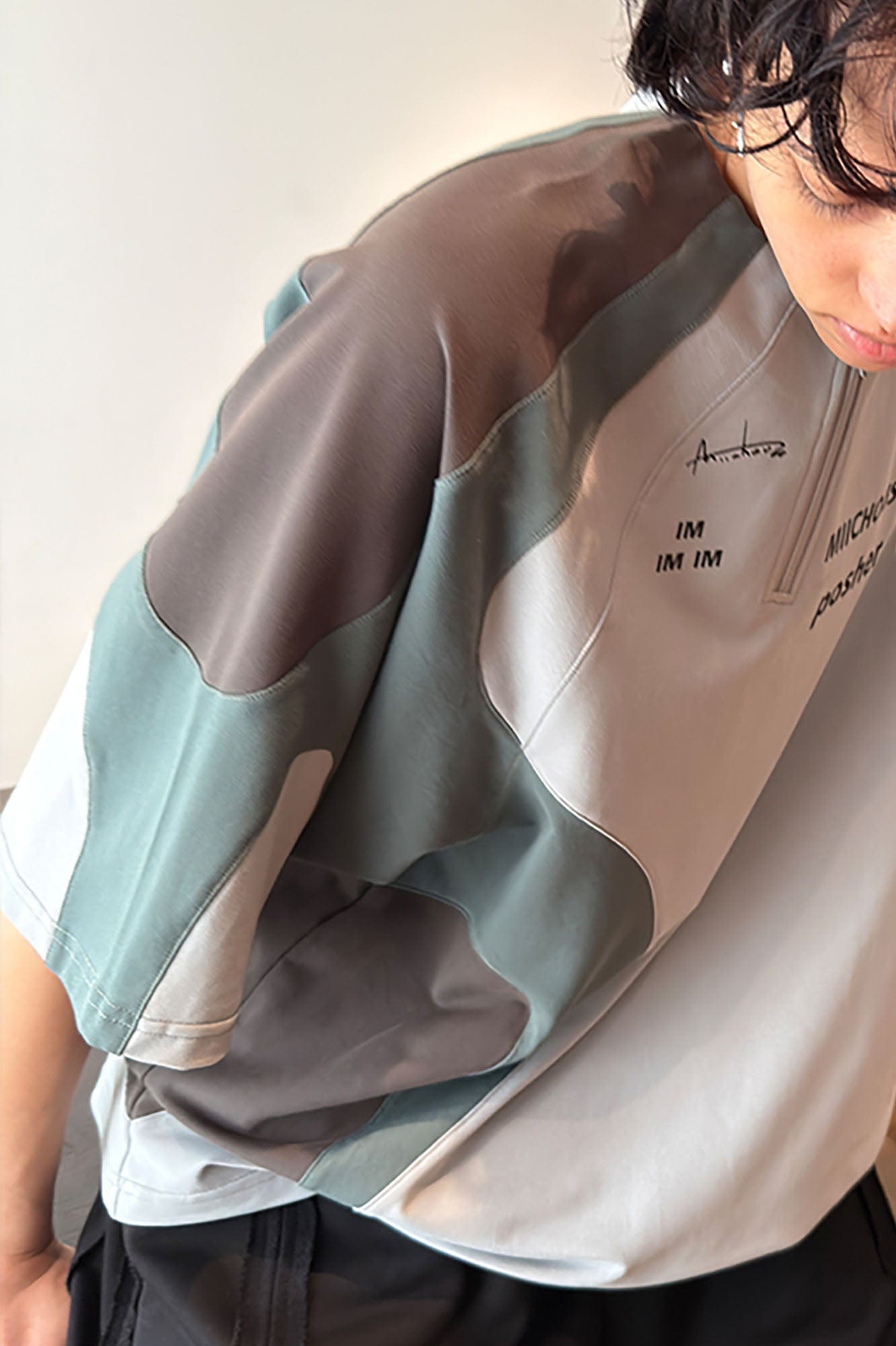 MIICHOUS Arc Spliced Dual Half-Zip Raglan T-Shirt